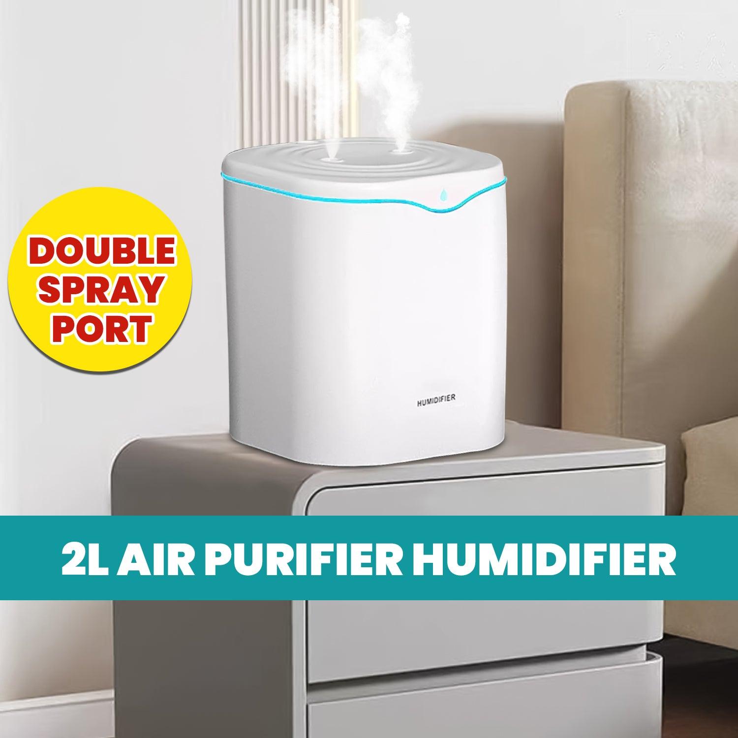 Cool Air Humidifier - 2L Air Purifier Double Spray Port | Shop Now