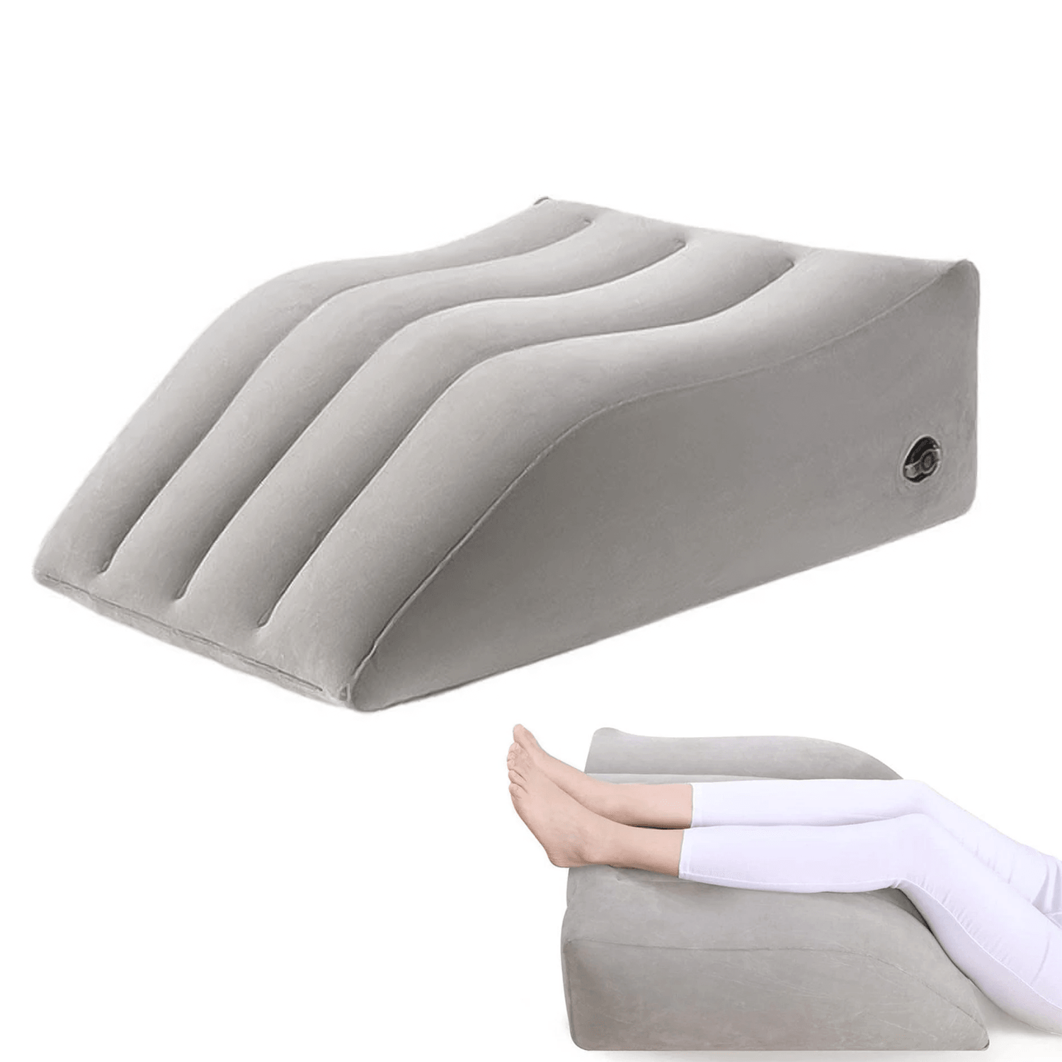 Inflatable Wedge Pillow For Sleeping & Travel - Portable Blow Up Backrest & Leg Support