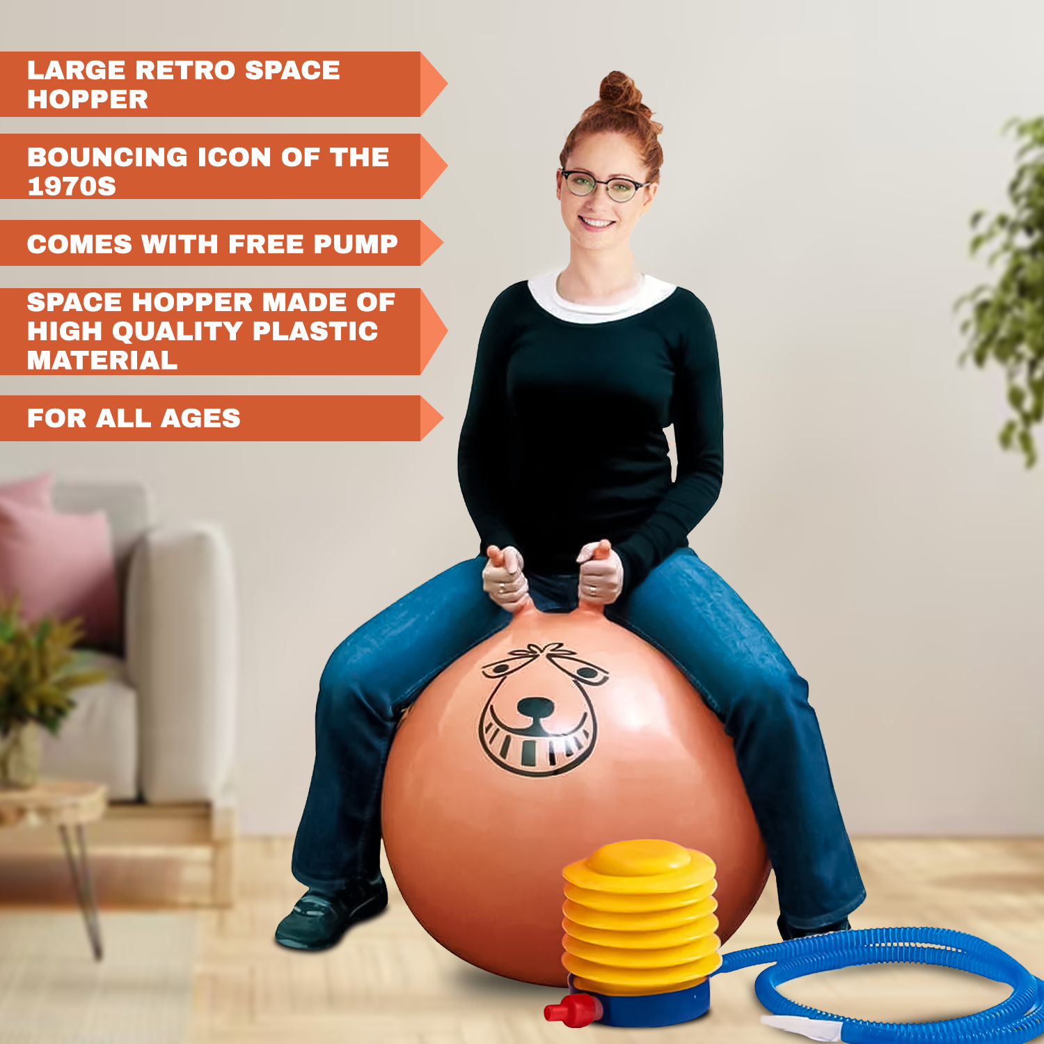Inflatable space hopper ball 
