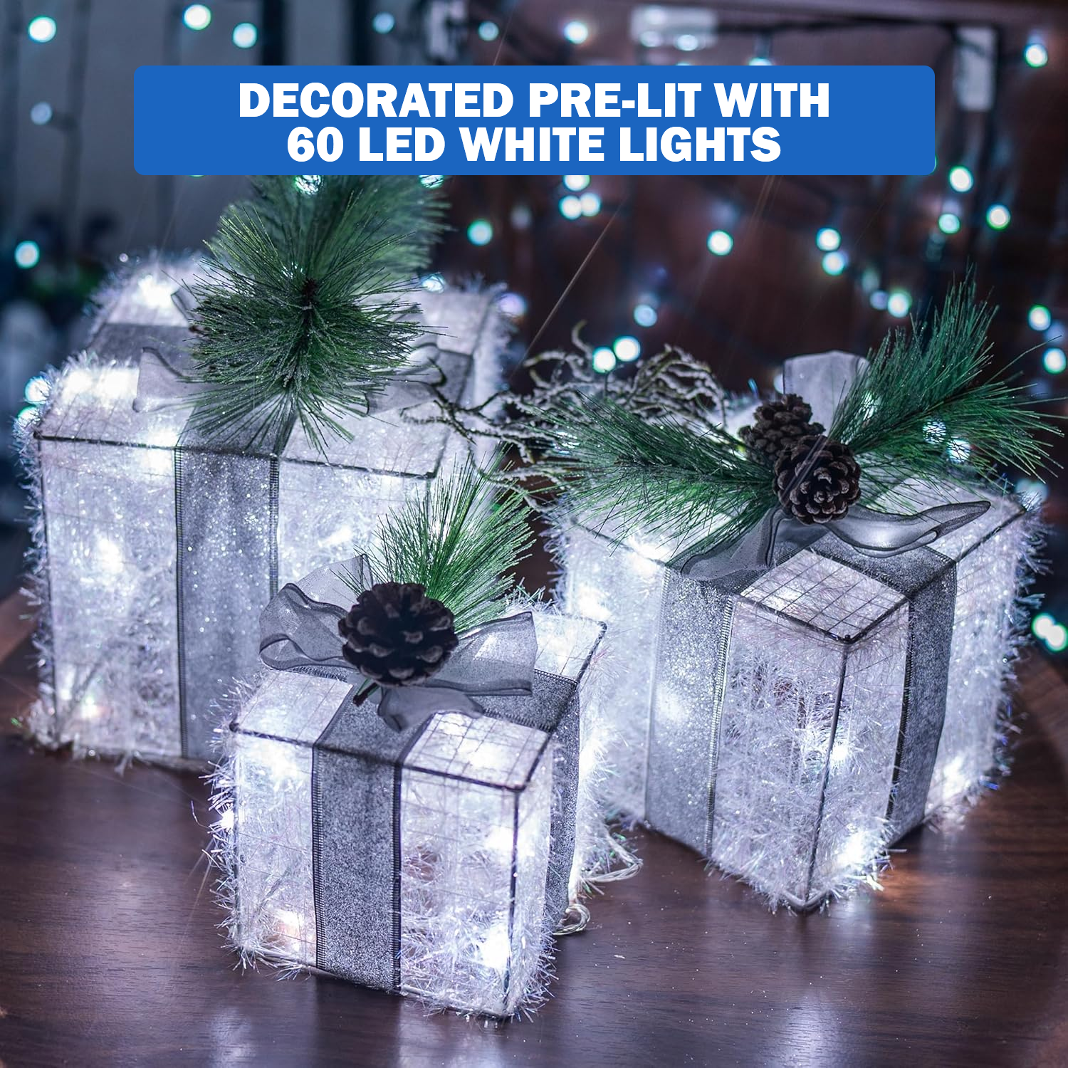 LED Christmas light up presents decoration