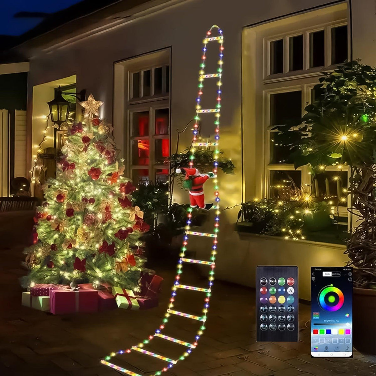 Home LED Ladder Lights - 9.8Ft Christmas Lights with Santa Claus 8 ...