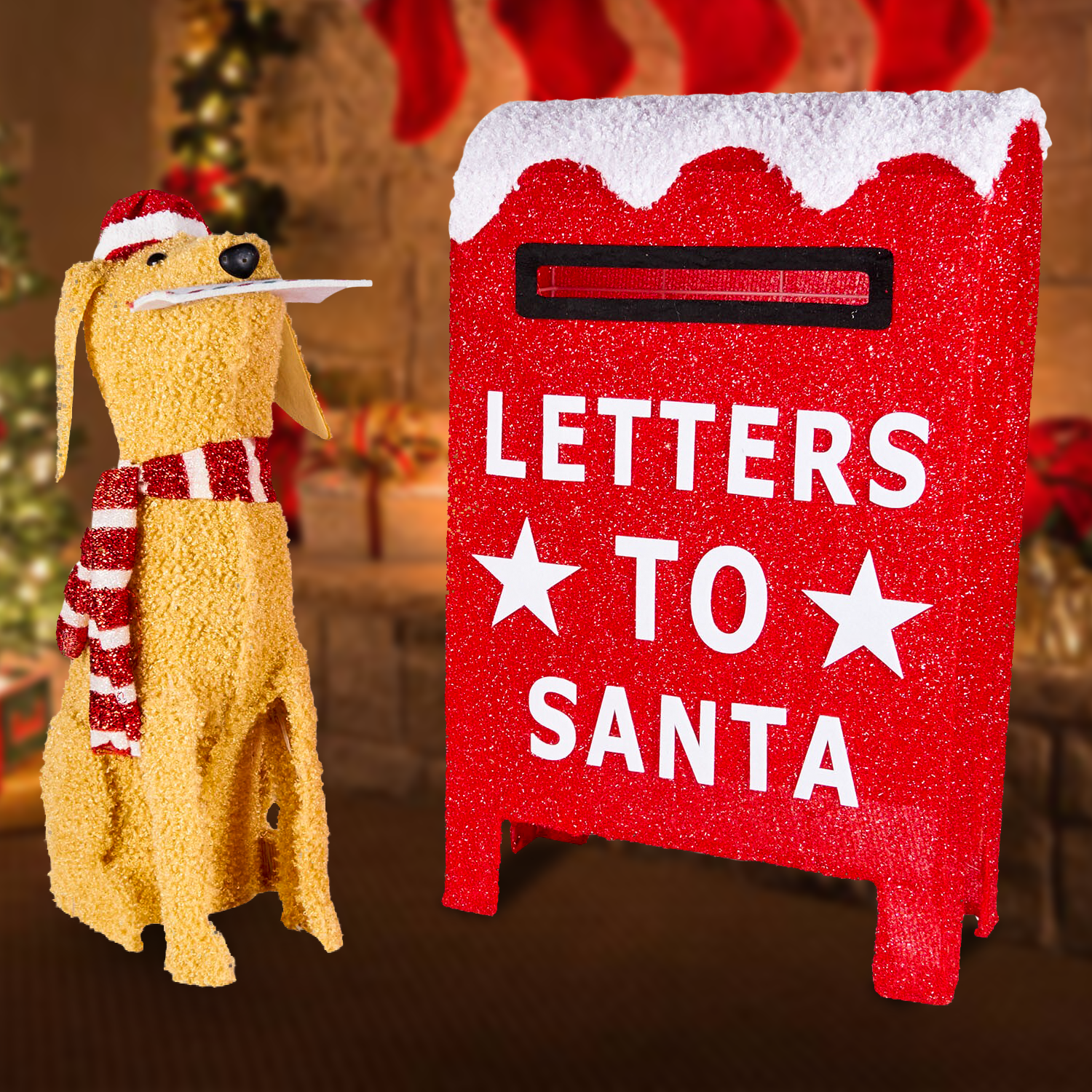 LED festive post box for holiday home décor