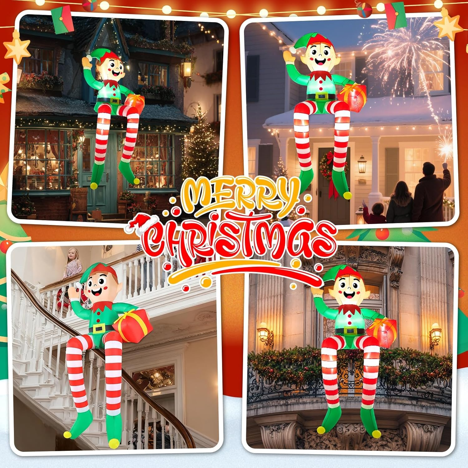 Large Christmas inflatable elf for front yard