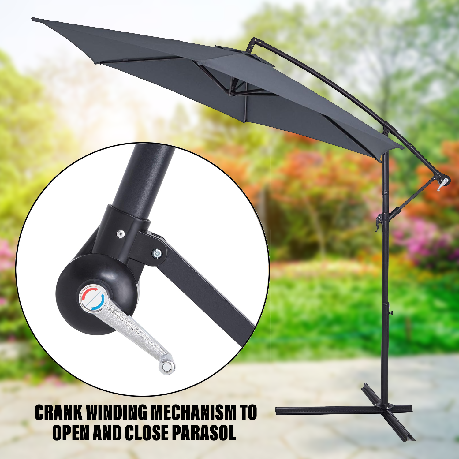 Large sunshade umbrella for garden furniture