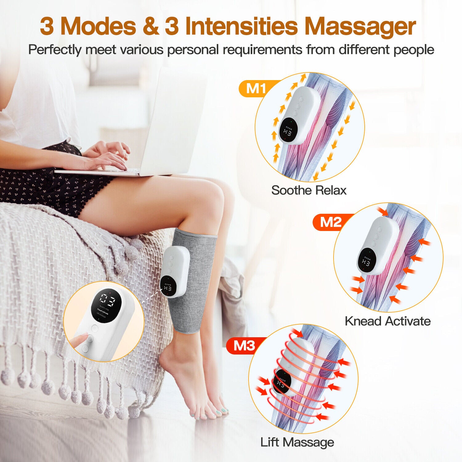Leg Calf Massager - Air Compression Blood Circulation Thigh Wraps Heated Massager