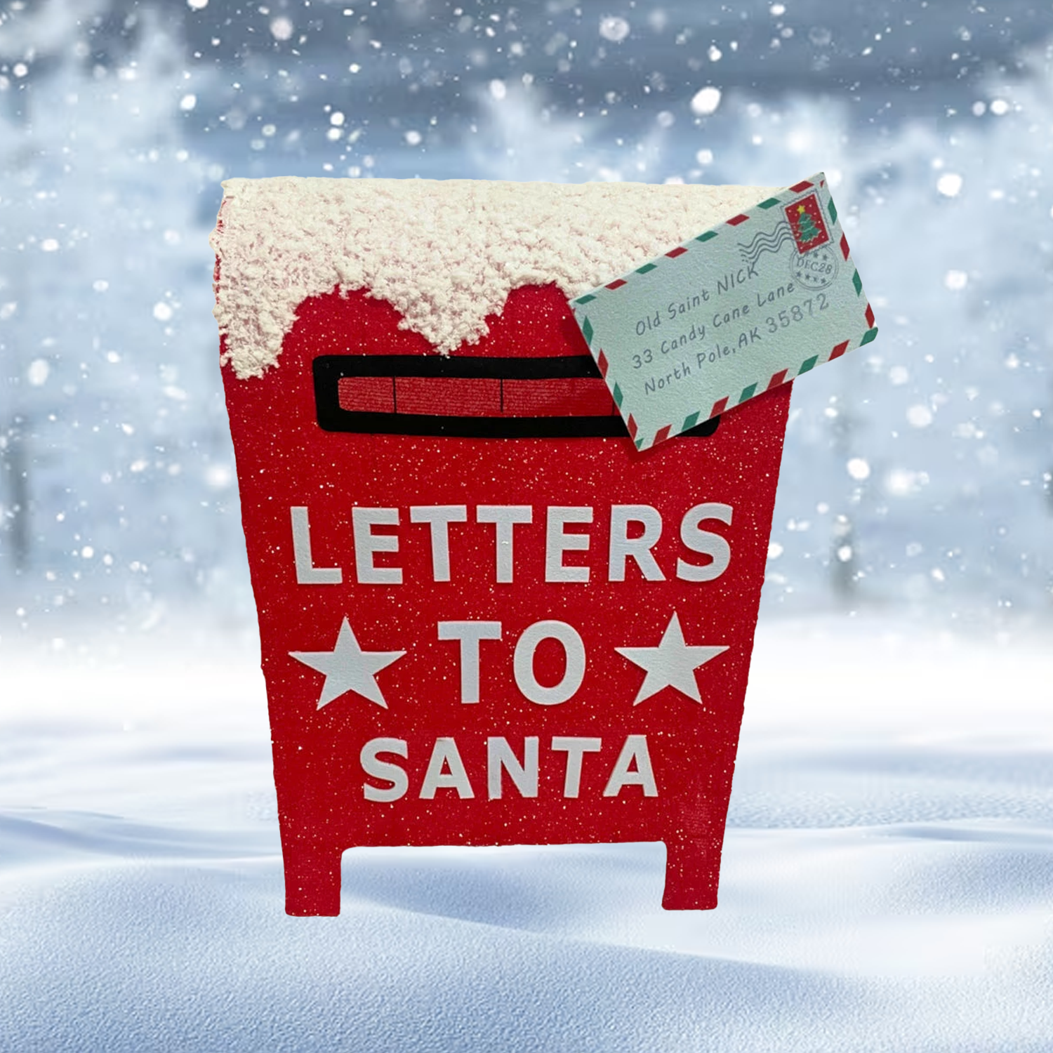 Light up Christmas post box decoration for indoor and outdoor use