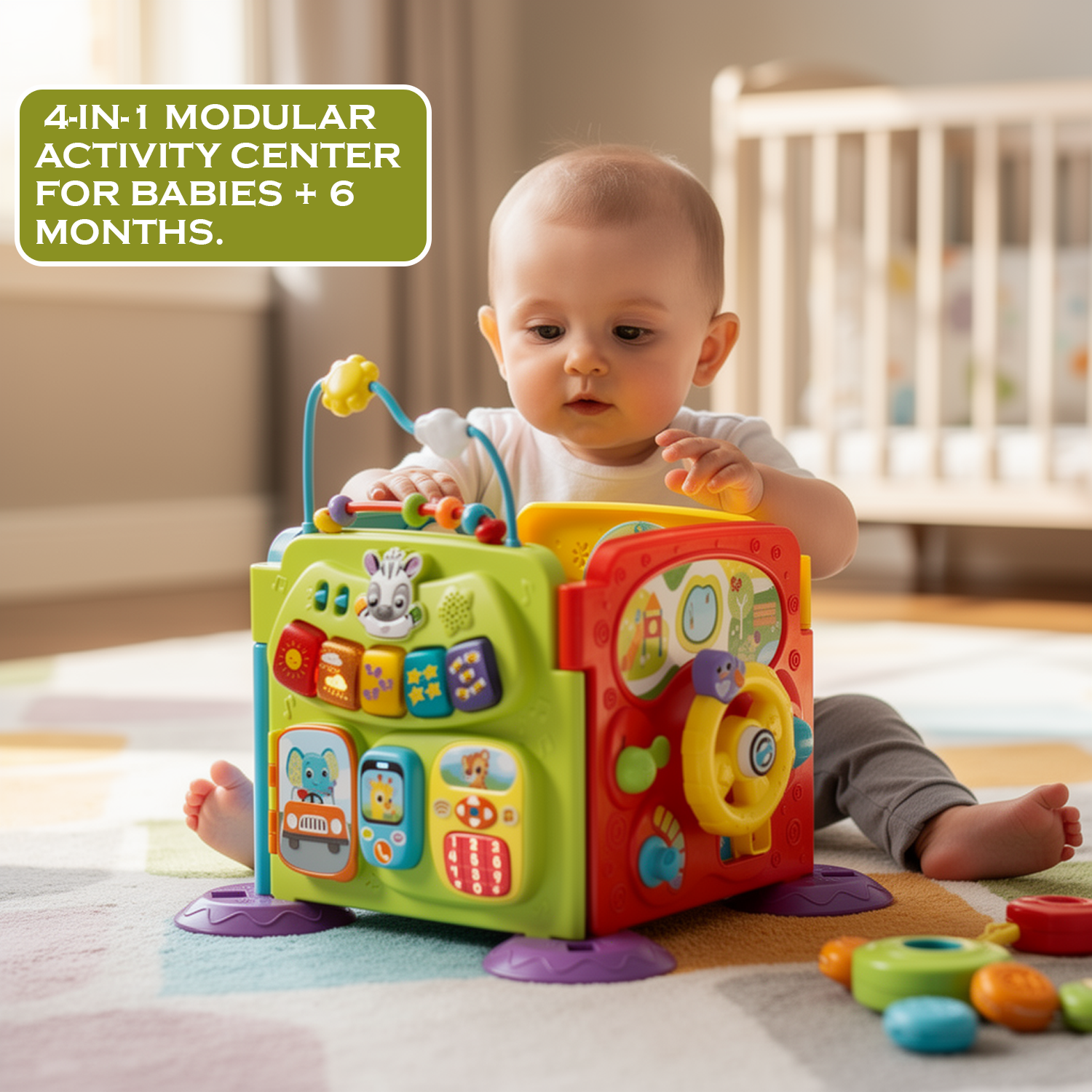 Multi activity cube toy for baby learning and development