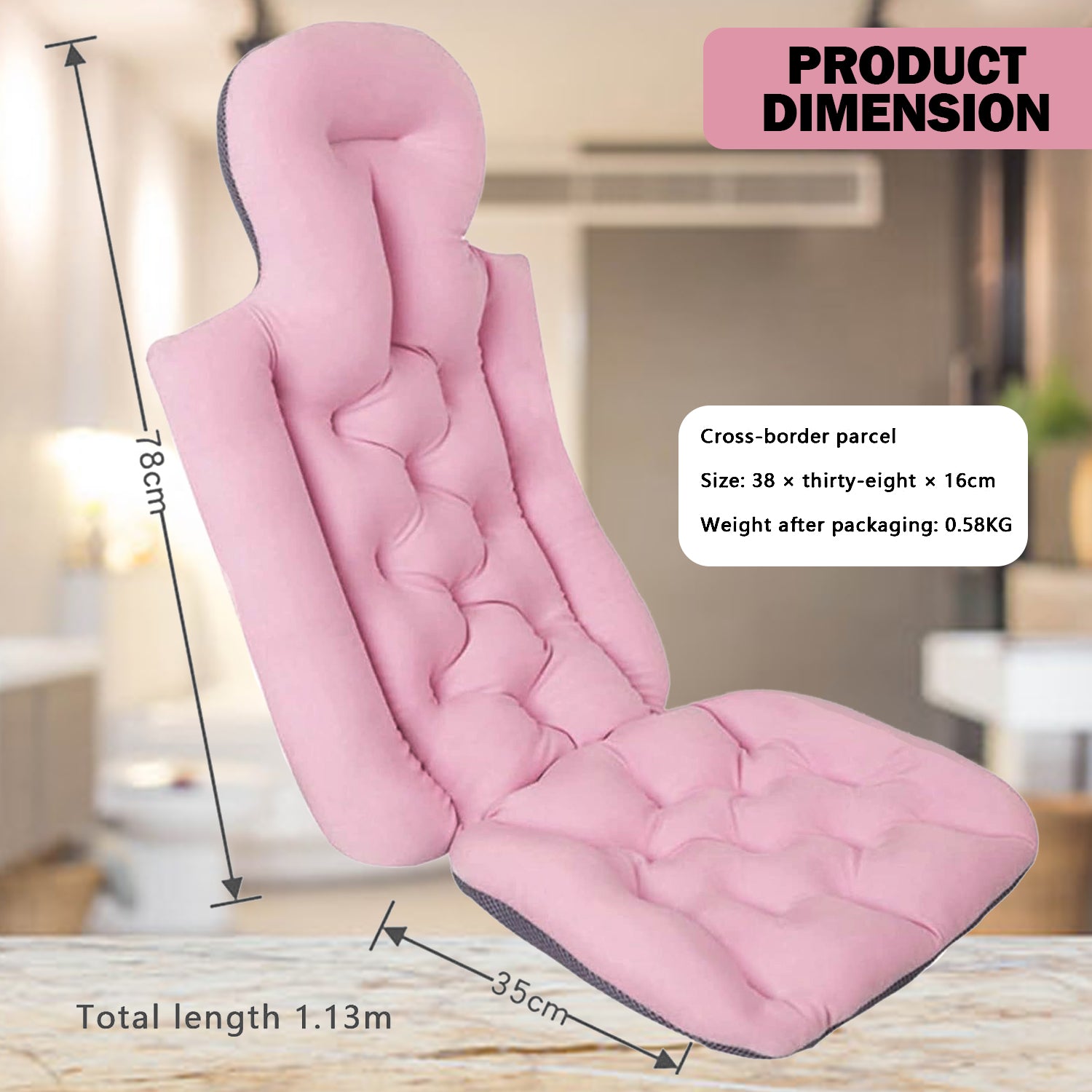 Best Bath Pillow UK - Full Body Spa Bath Pillow Mat, Bathtub Mattress Cushion with 30 Suction Cups, Comfort Support Your Head, Neck and Back