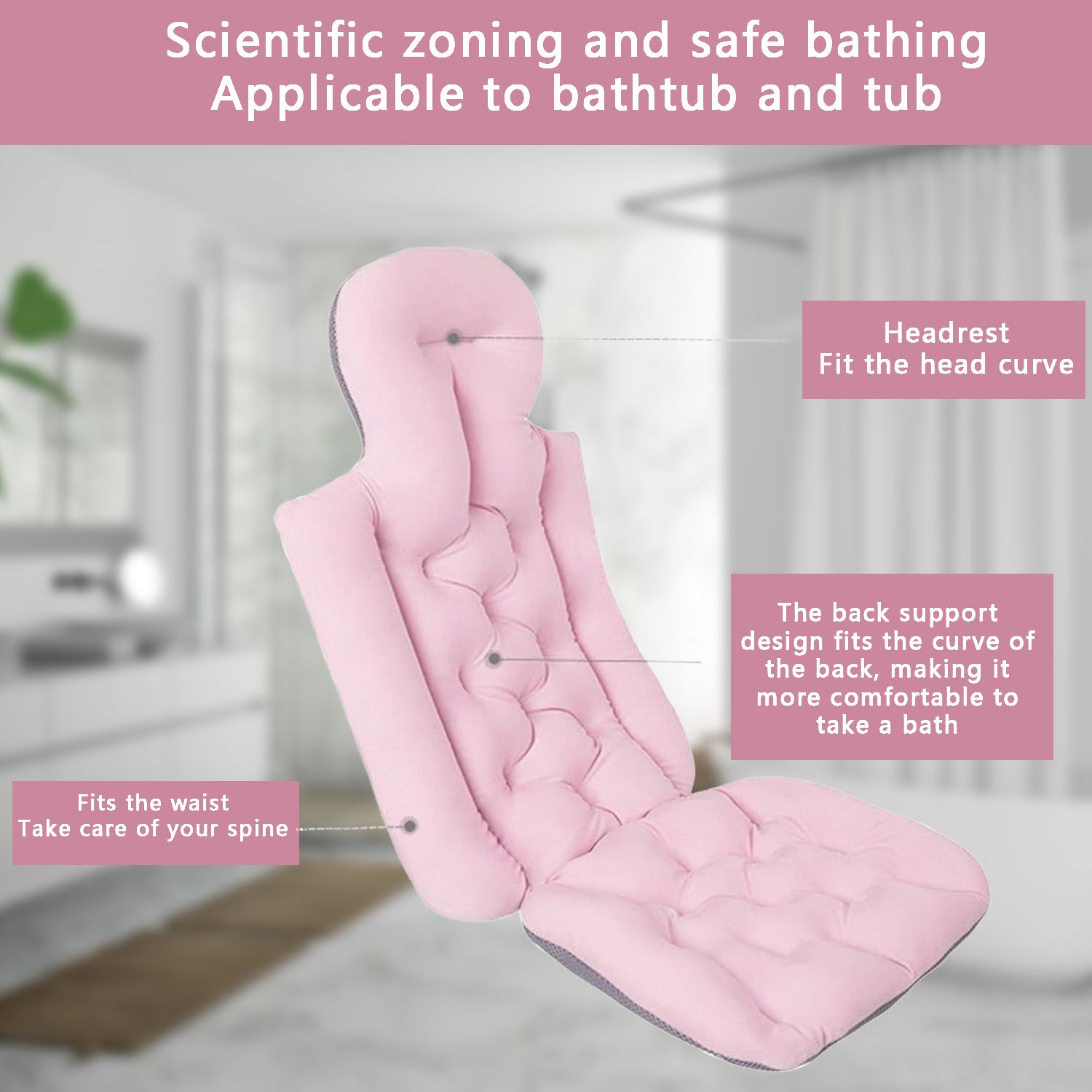 Best Bath Pillow UK - Full Body Spa Bath Pillow Mat, Bathtub Mattress Cushion with 30 Suction Cups, Comfort Support Your Head, Neck and Back