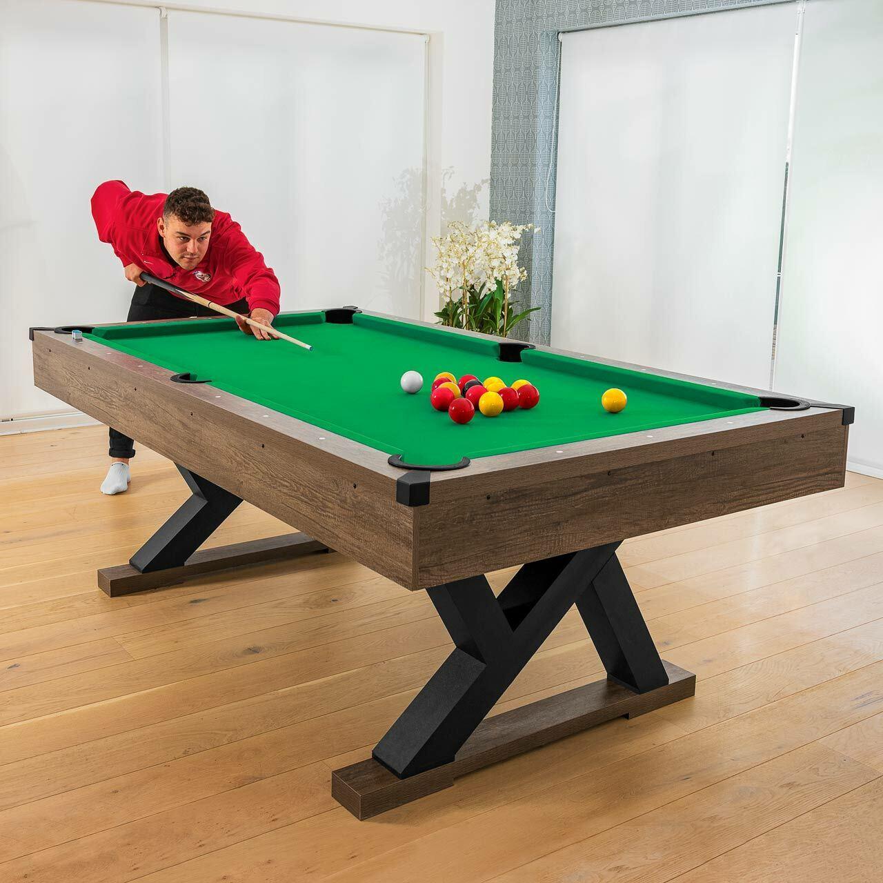 Pinpoint Pool Table - 7ft Wooden Table + 2x Cues, Balls, Chalk & Triangle