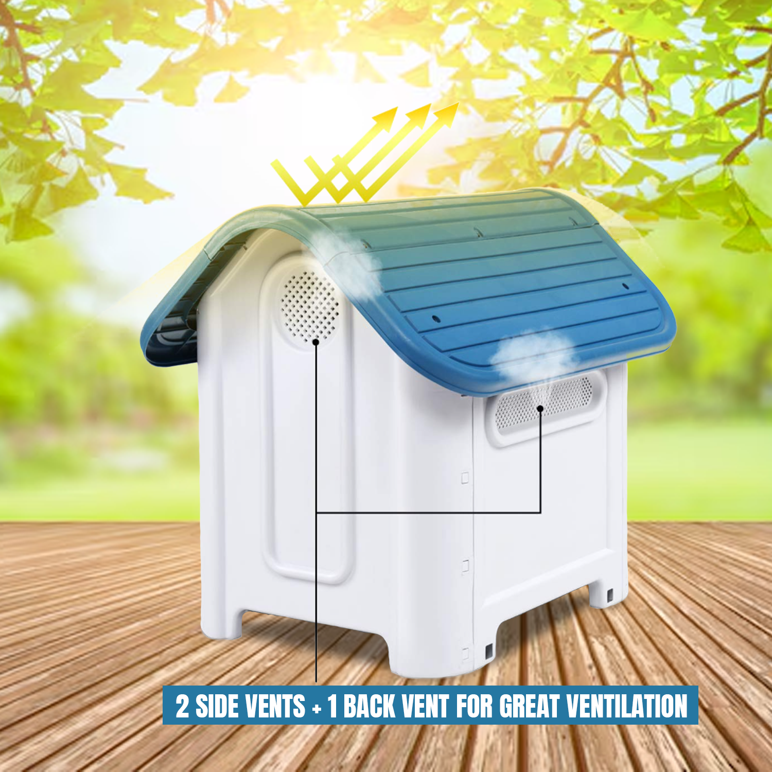Plastic dog kennel for backyard or patio