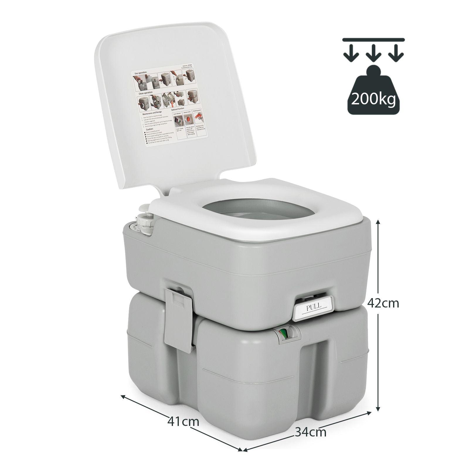 Portable Outdoor Camping Toilet with 20 L Waste Tank and Flush Pump