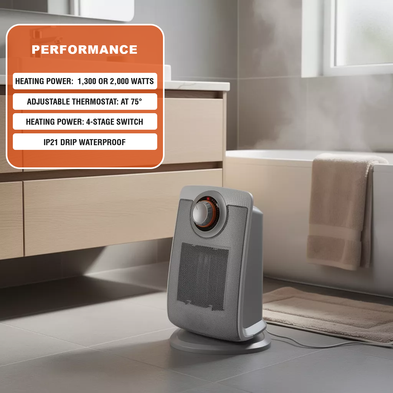 Portable ceramic fan heater for home and office