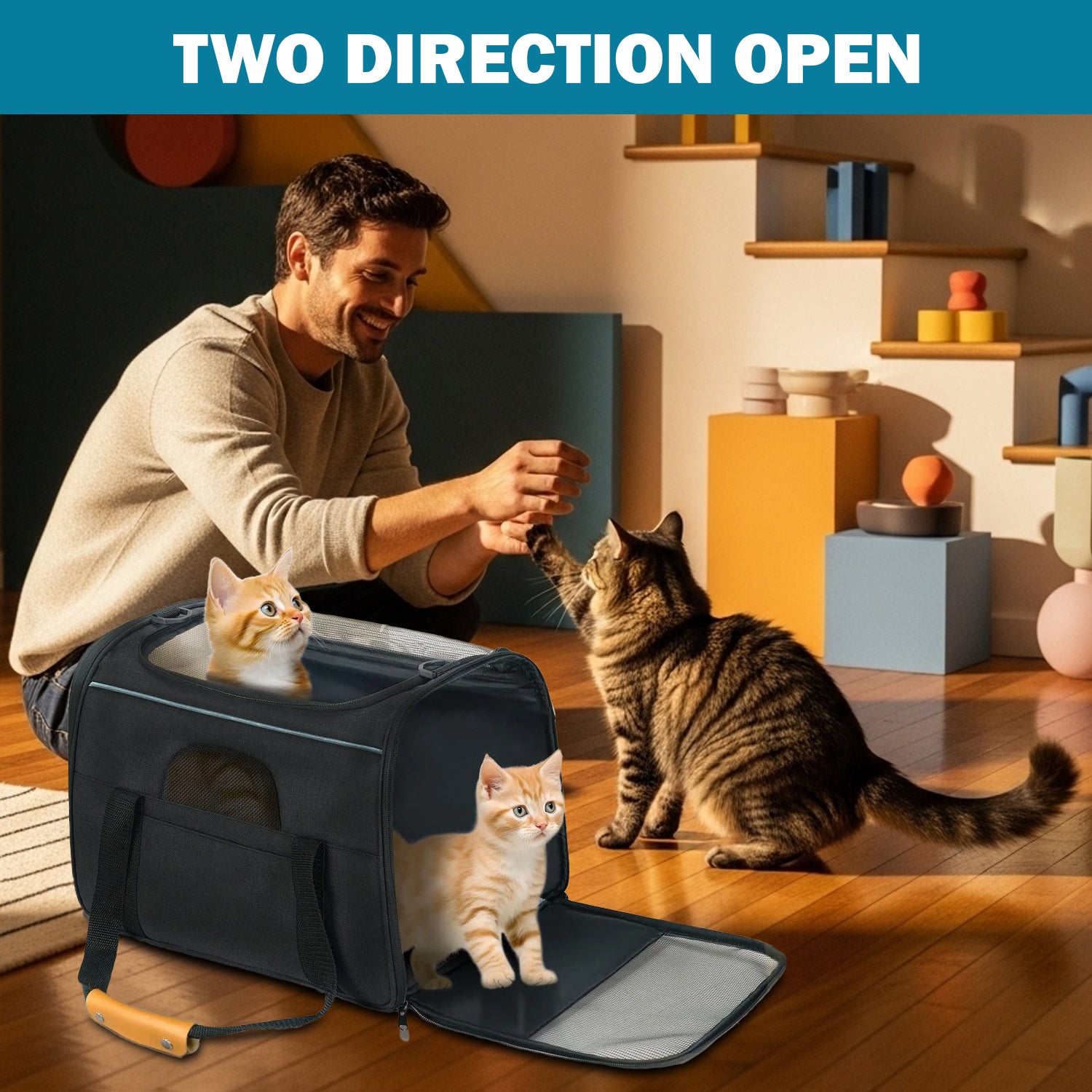 Portable pet carrier bag for cats and dogs