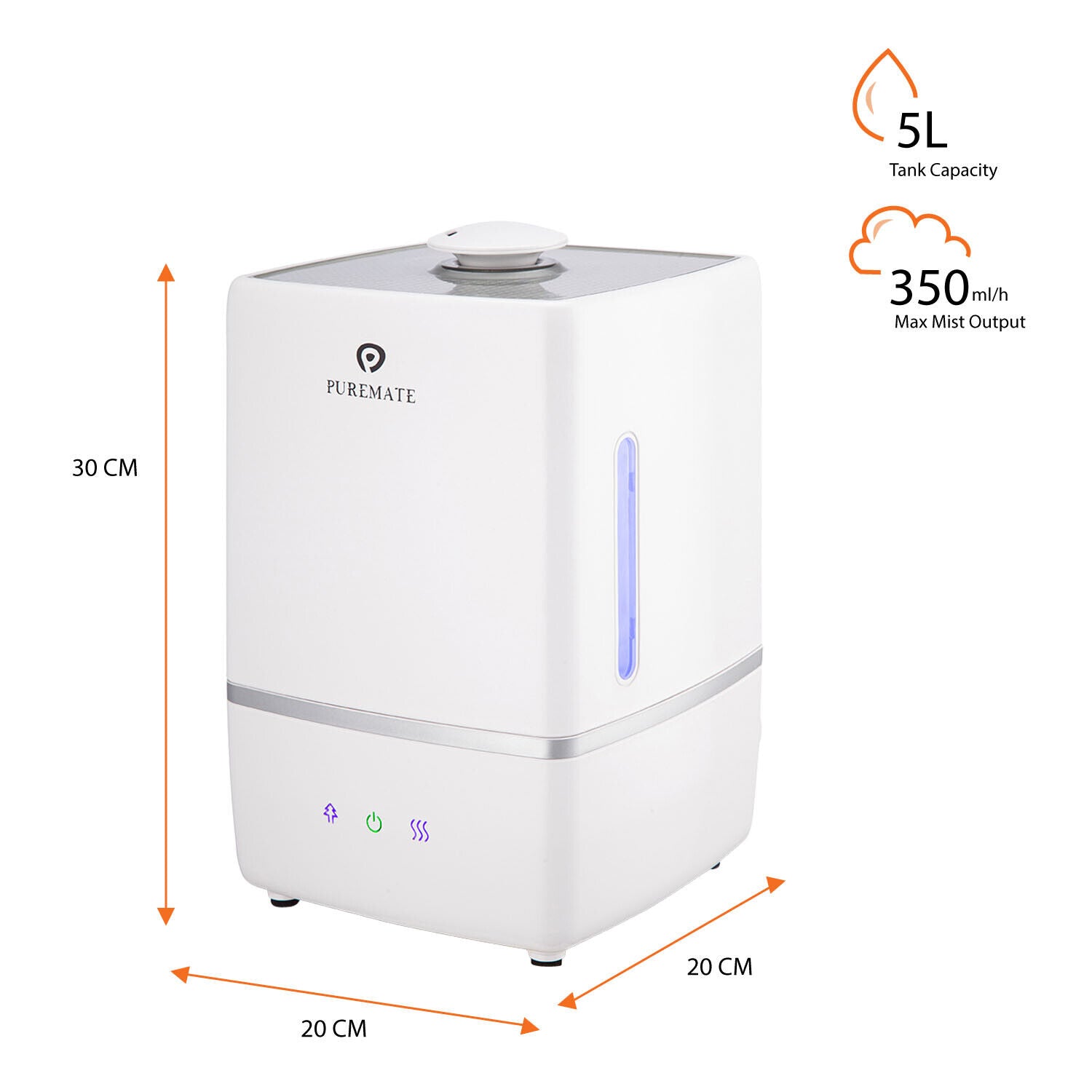 Air Humidifier for Room - 5L Ultrasonic Cool & Hot Mist Humidifier Ioniser & Aroma Diffuser