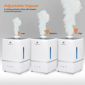 Air Humidifier for Room - 5L Ultrasonic Cool & Hot Mist Humidifier Ioniser & Aroma Diffuser