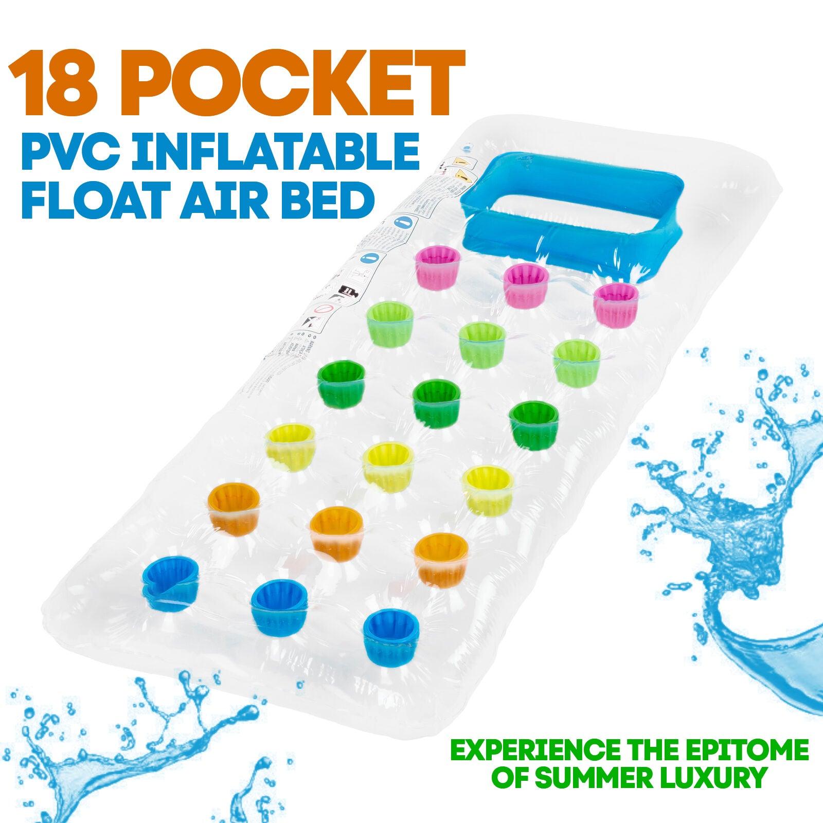 Inflatable Pool Float - 18 Pocket PVC Lilo Pool Sun Lounger Air Bed ...
