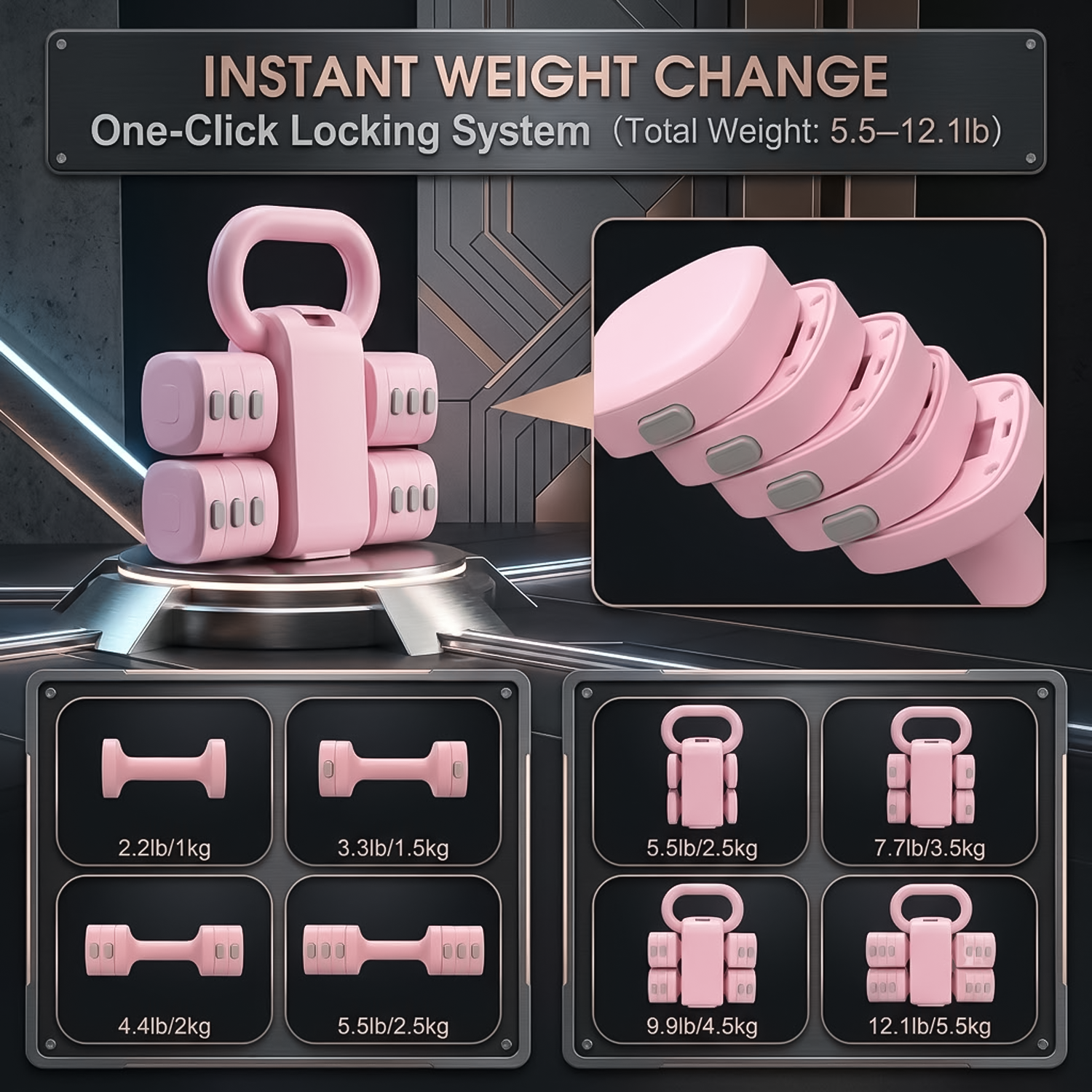 Quick-adjust dumbbells for strength training