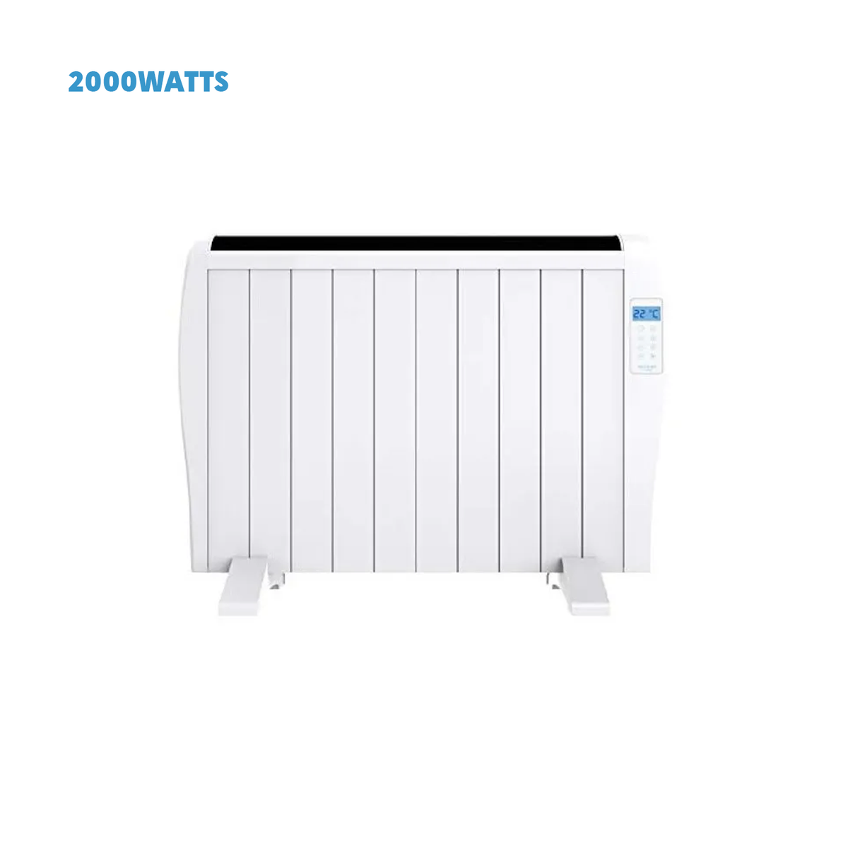 White 2000W 10-element electric thermal radiator with smartphone app control display