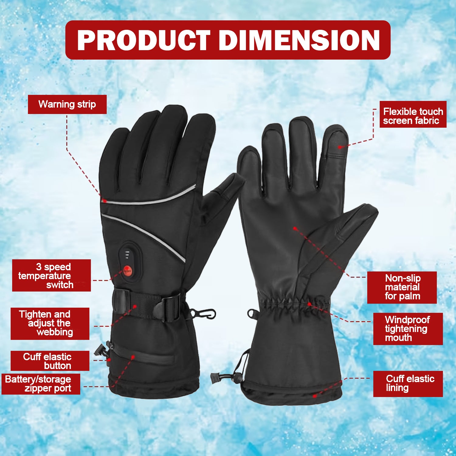 Rechargeable heated gloves for men and women