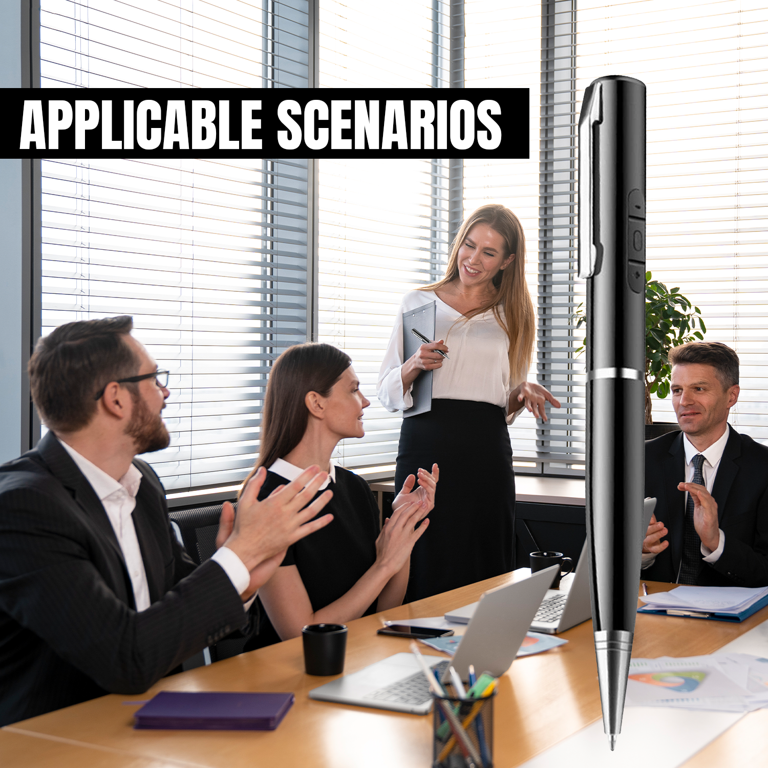 Rechargeable pen with audio recorder