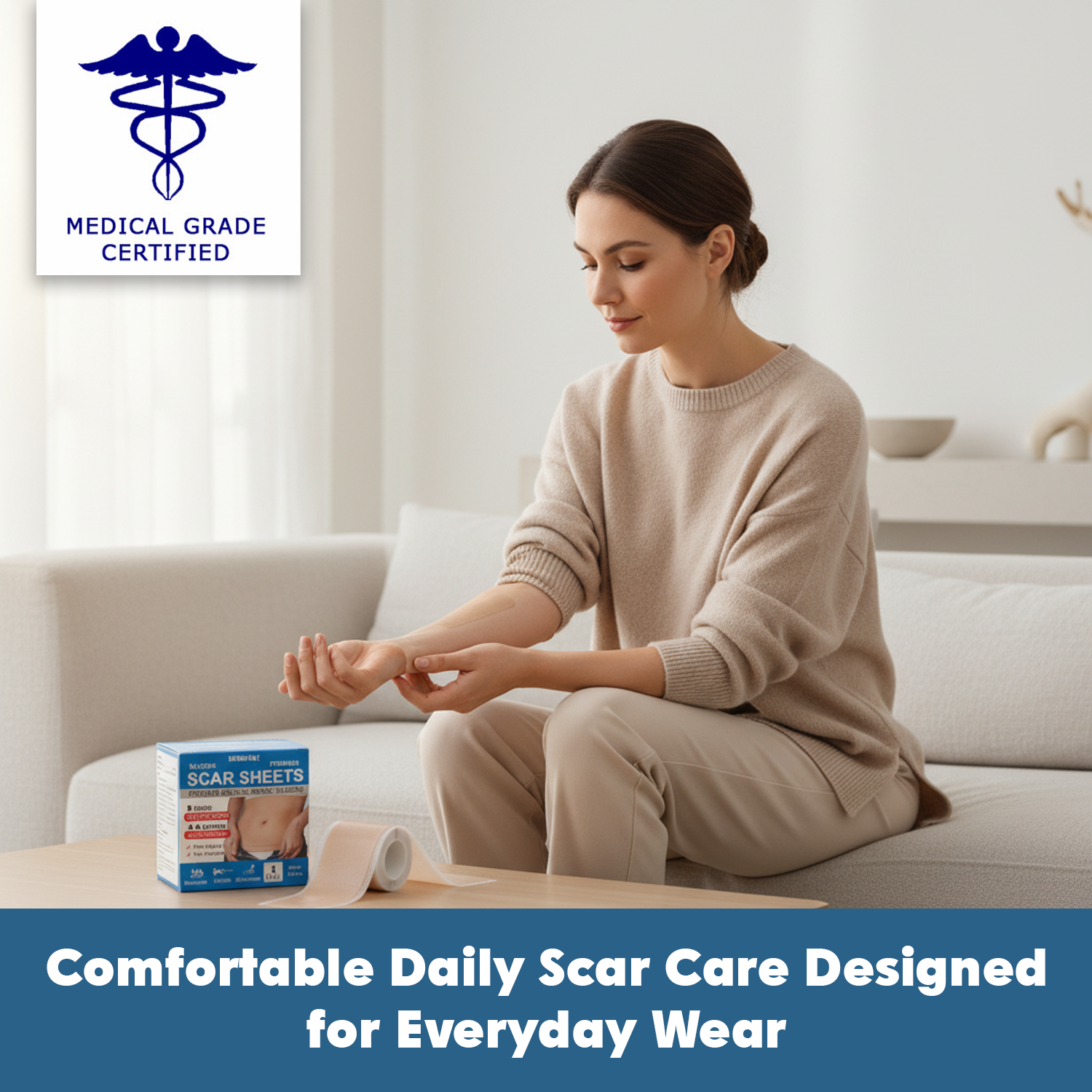 Reusable silicone scar treatment strips