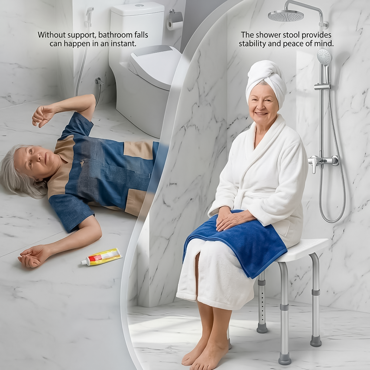 Medical shower stool for home bathroom use