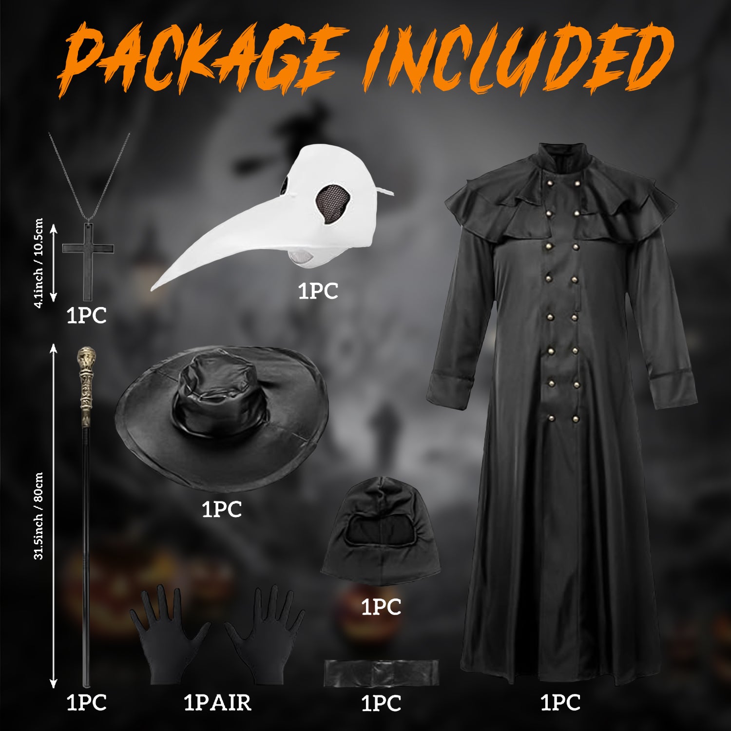 Scary plague doctor fancy dress for adults