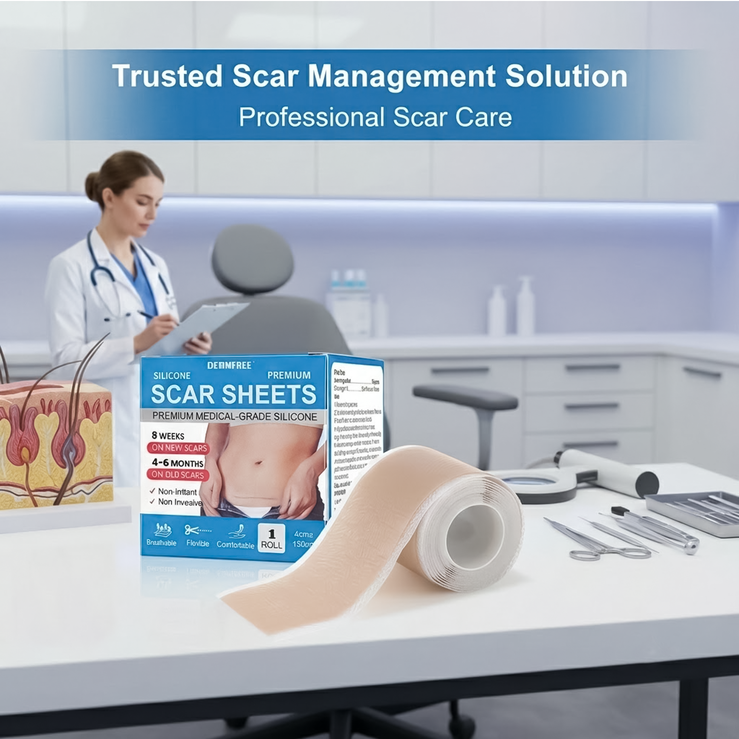 Silicone scar patches for surgery and injury scars