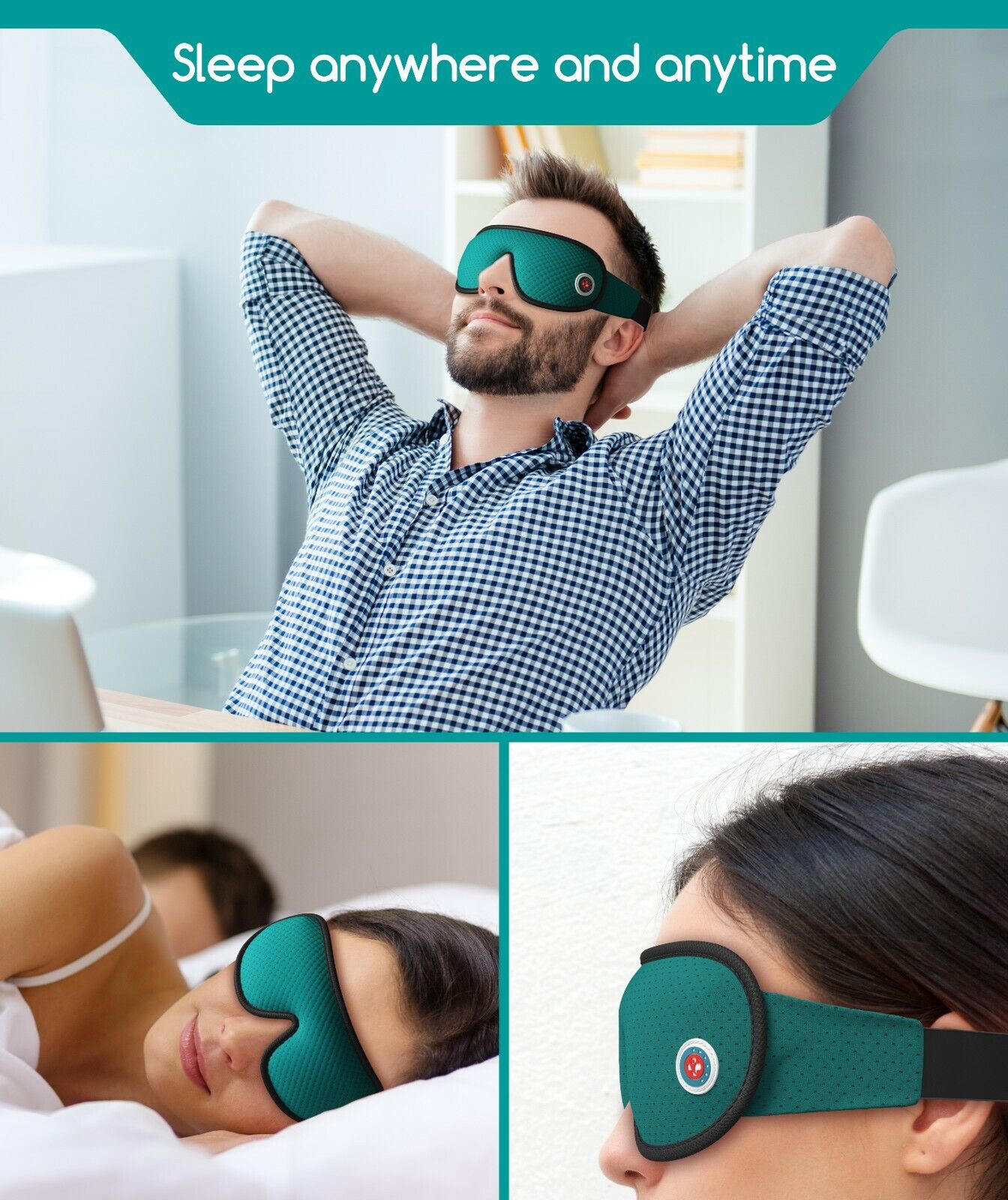 Sleeping Eye Mask - 3D Blackout, Ear Plugs, Clip, Bag