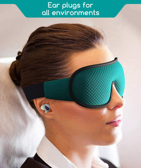 Sleeping Eye Mask - 3D Blackout, Ear Plugs, Clip, Bag