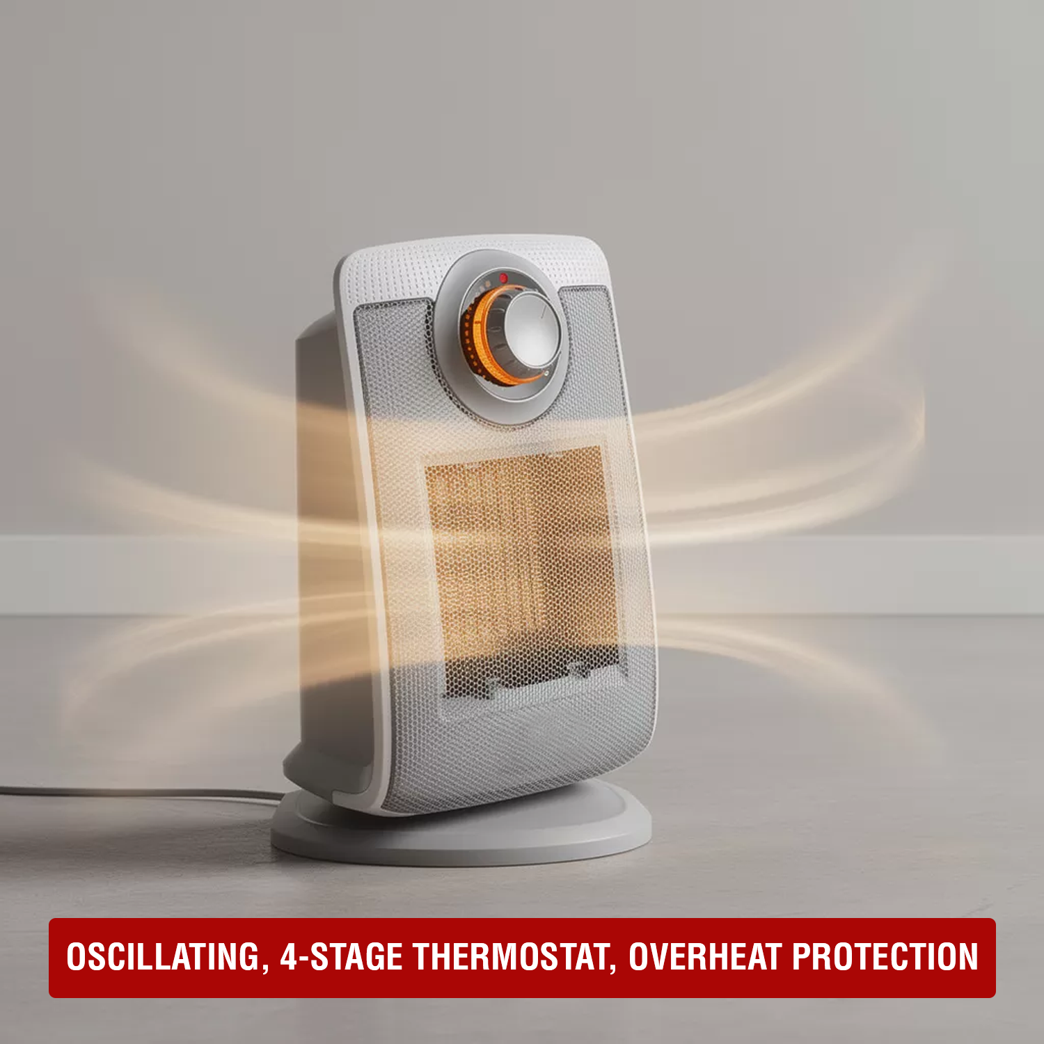 Small ceramic heater for bedroom or desk use