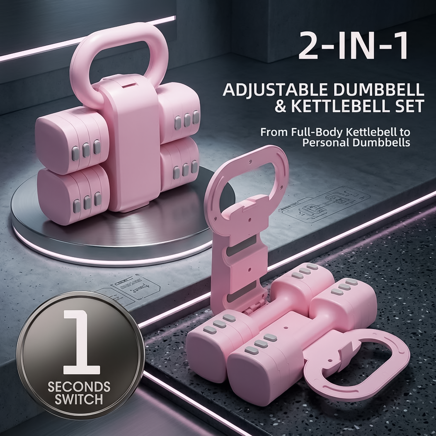 Space-saving adjustable weight dumbbell set