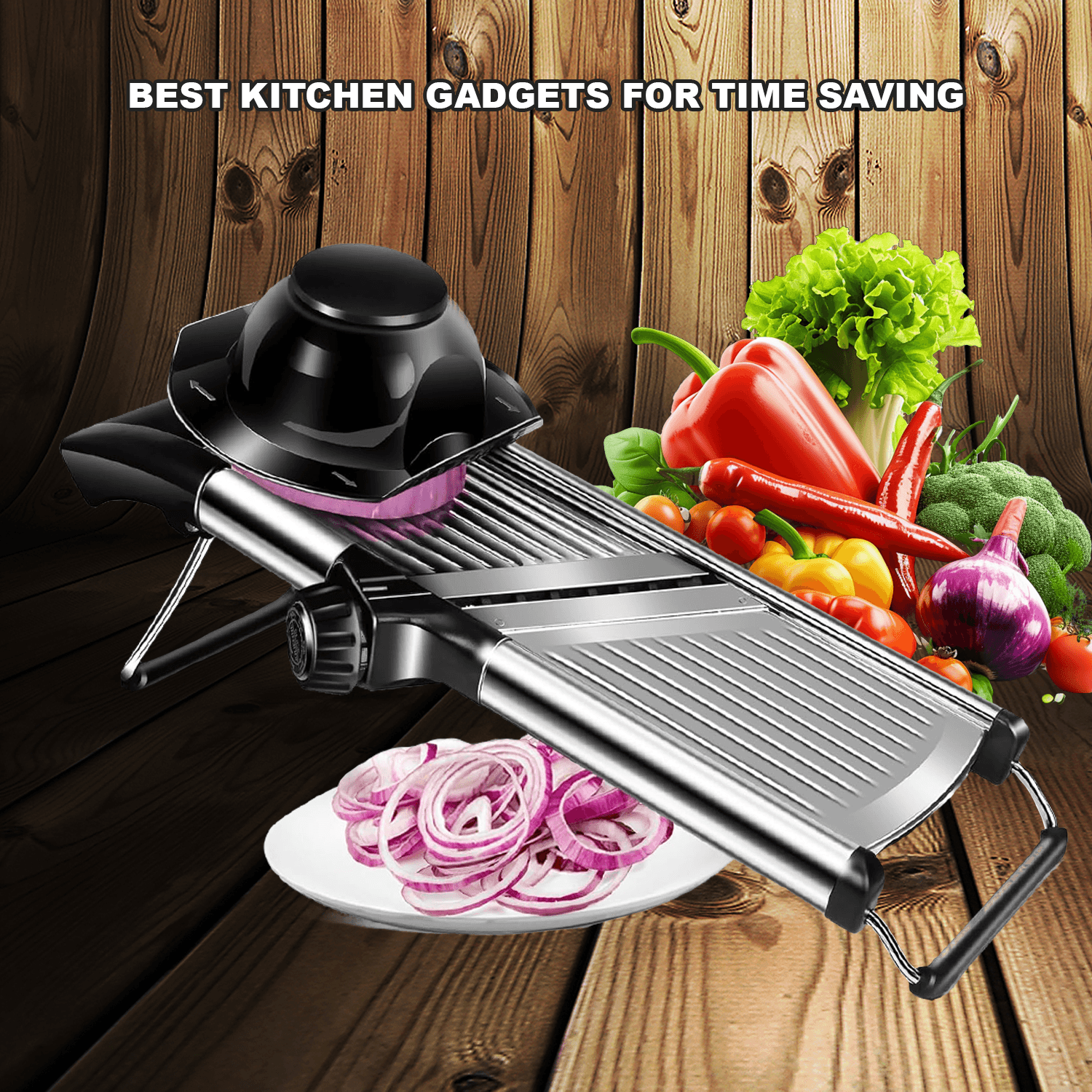 Stainless steel mandoline slicer with safety guard