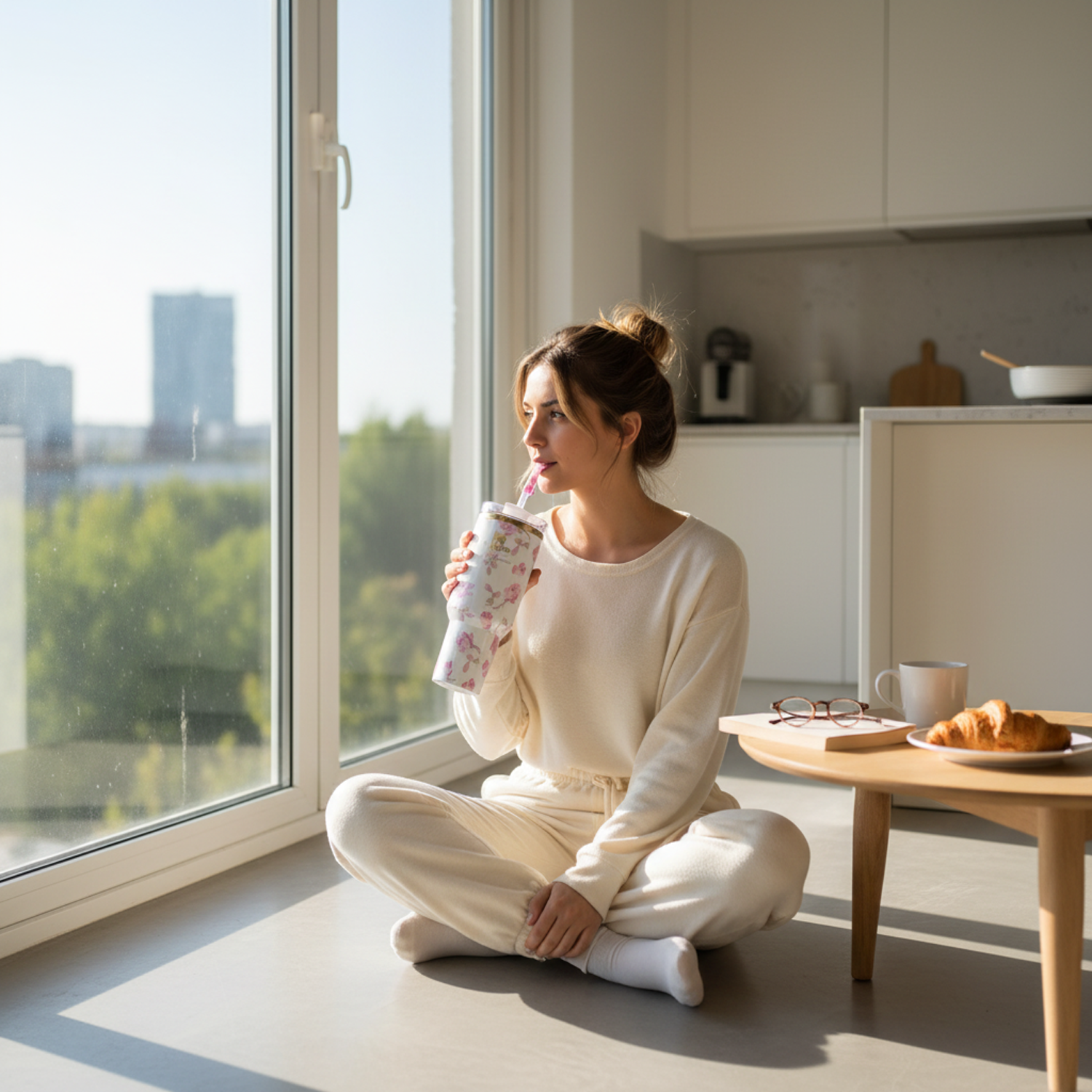 Stainless steel vacuum insulated tumbler with straw