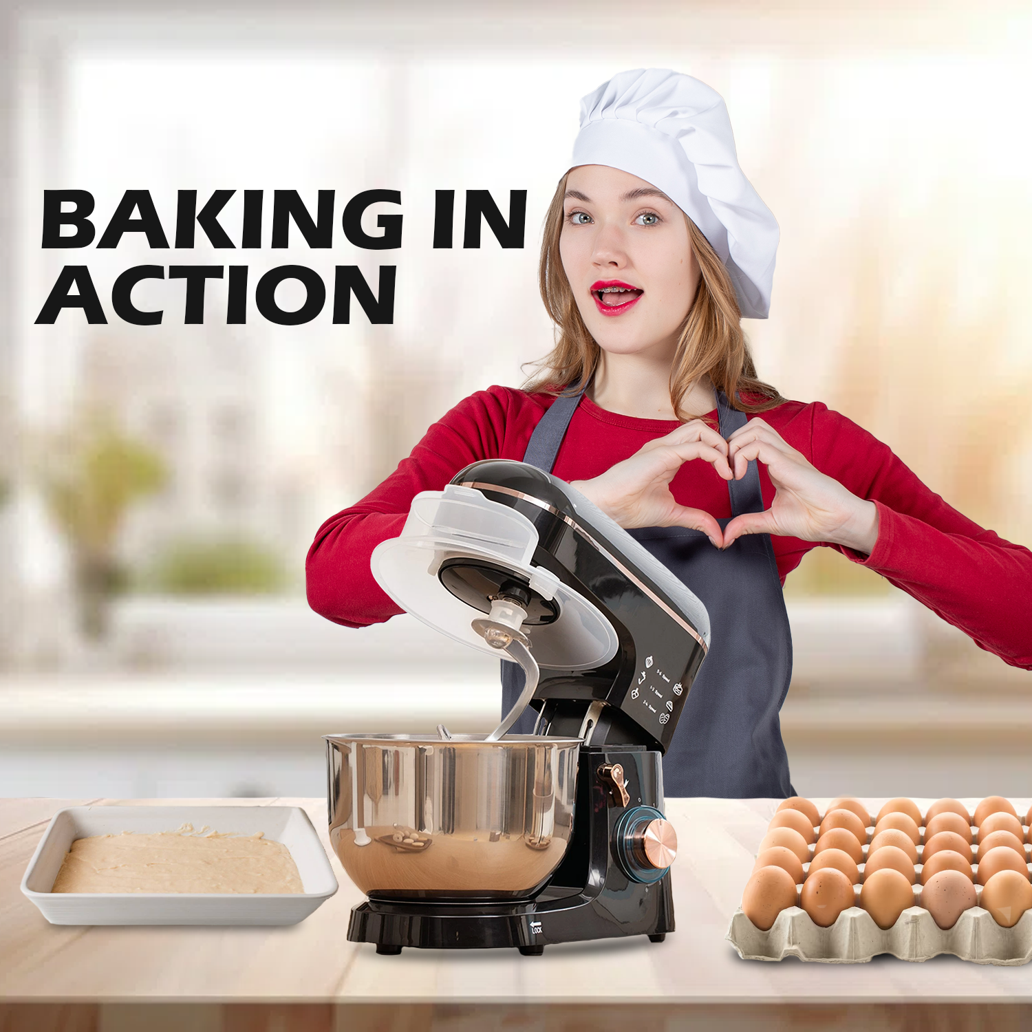 Stand mixer with rotating mixing bowl