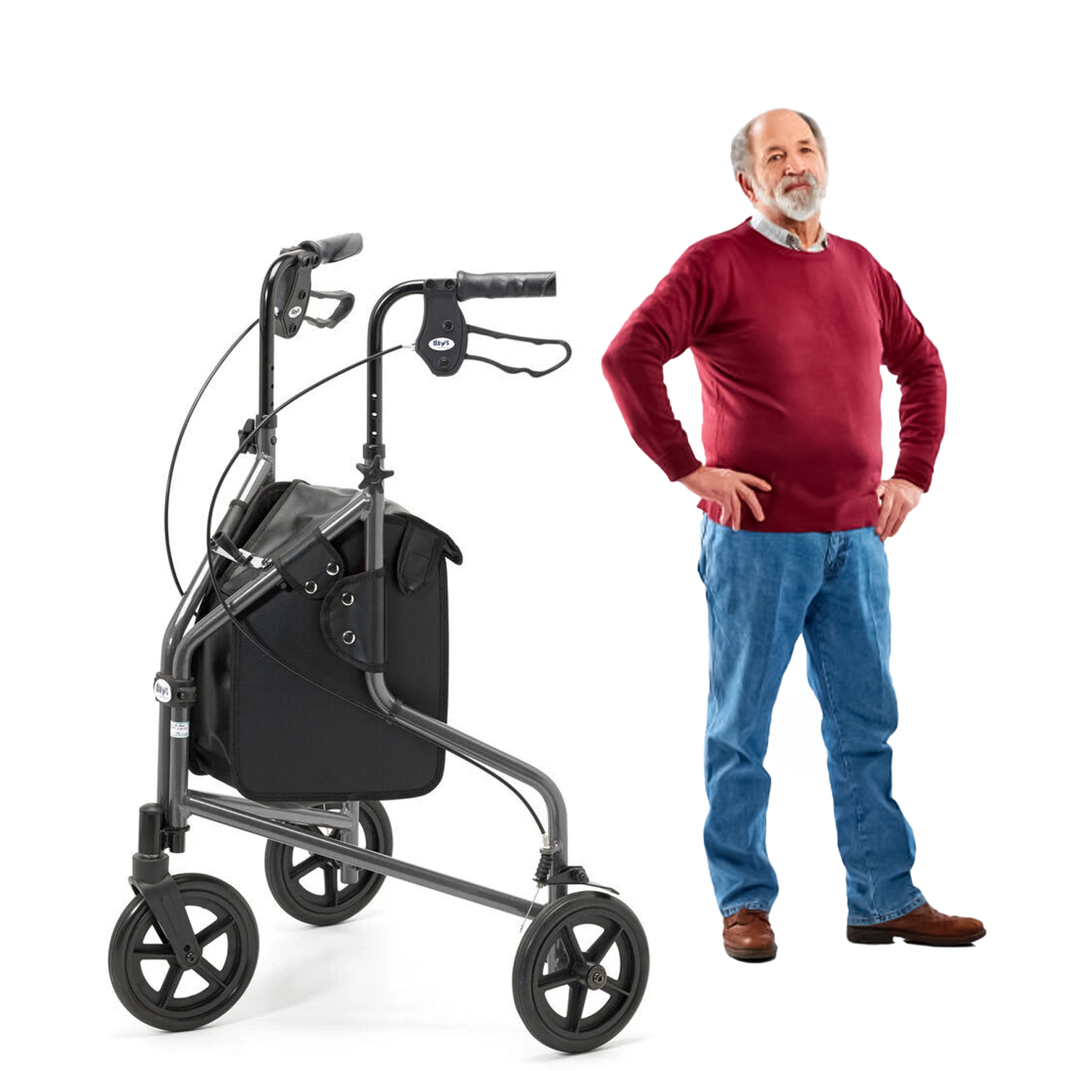 Three wheeled mobility walker for seniors