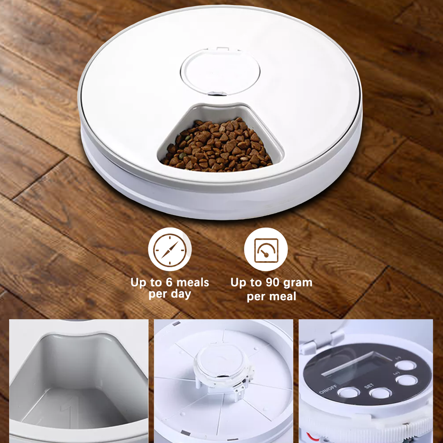 Timed pet feeder with digital timer