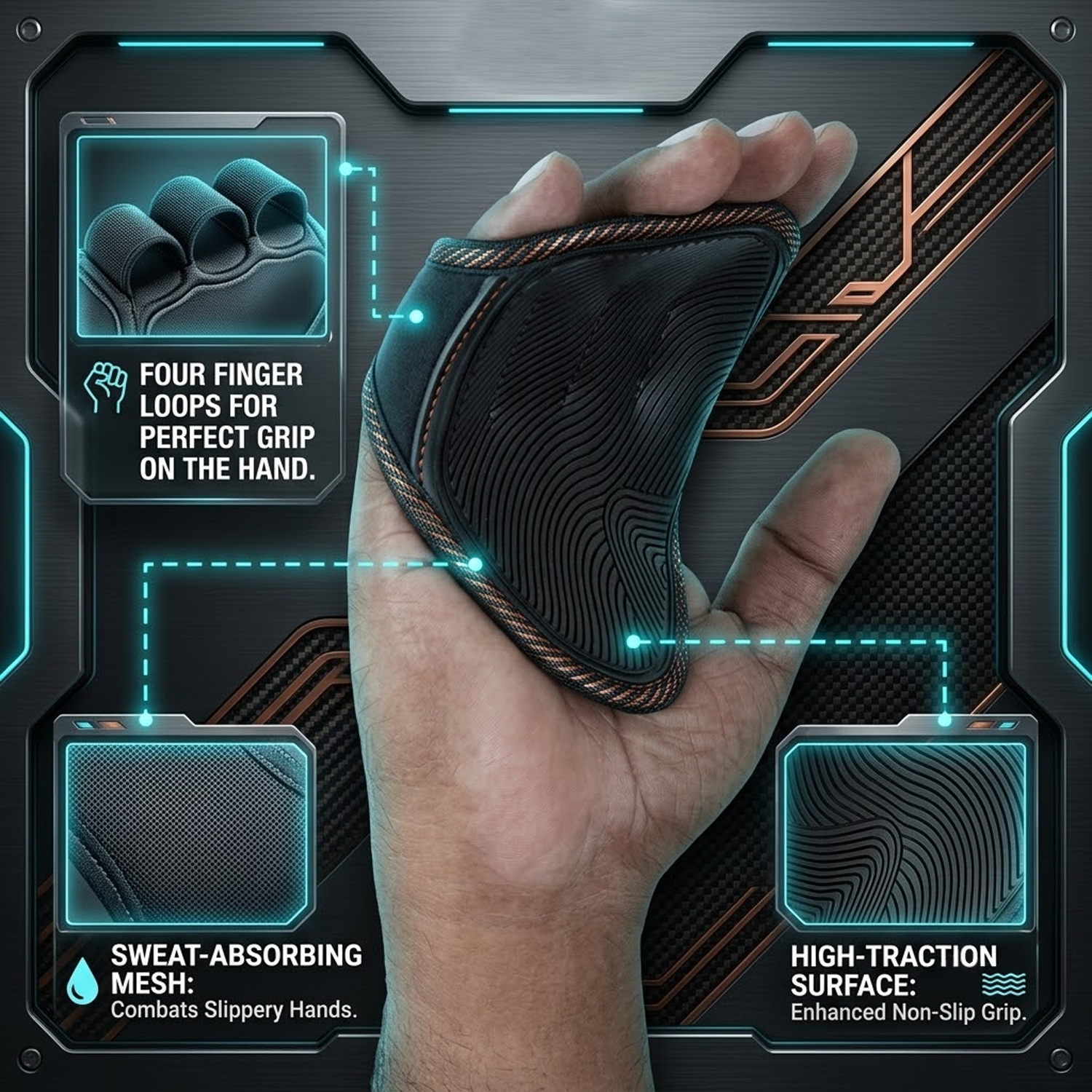 Weightlifting Hand Grips - Gym Grips Pads Hand Training Bar Straps Wrap Gloves
