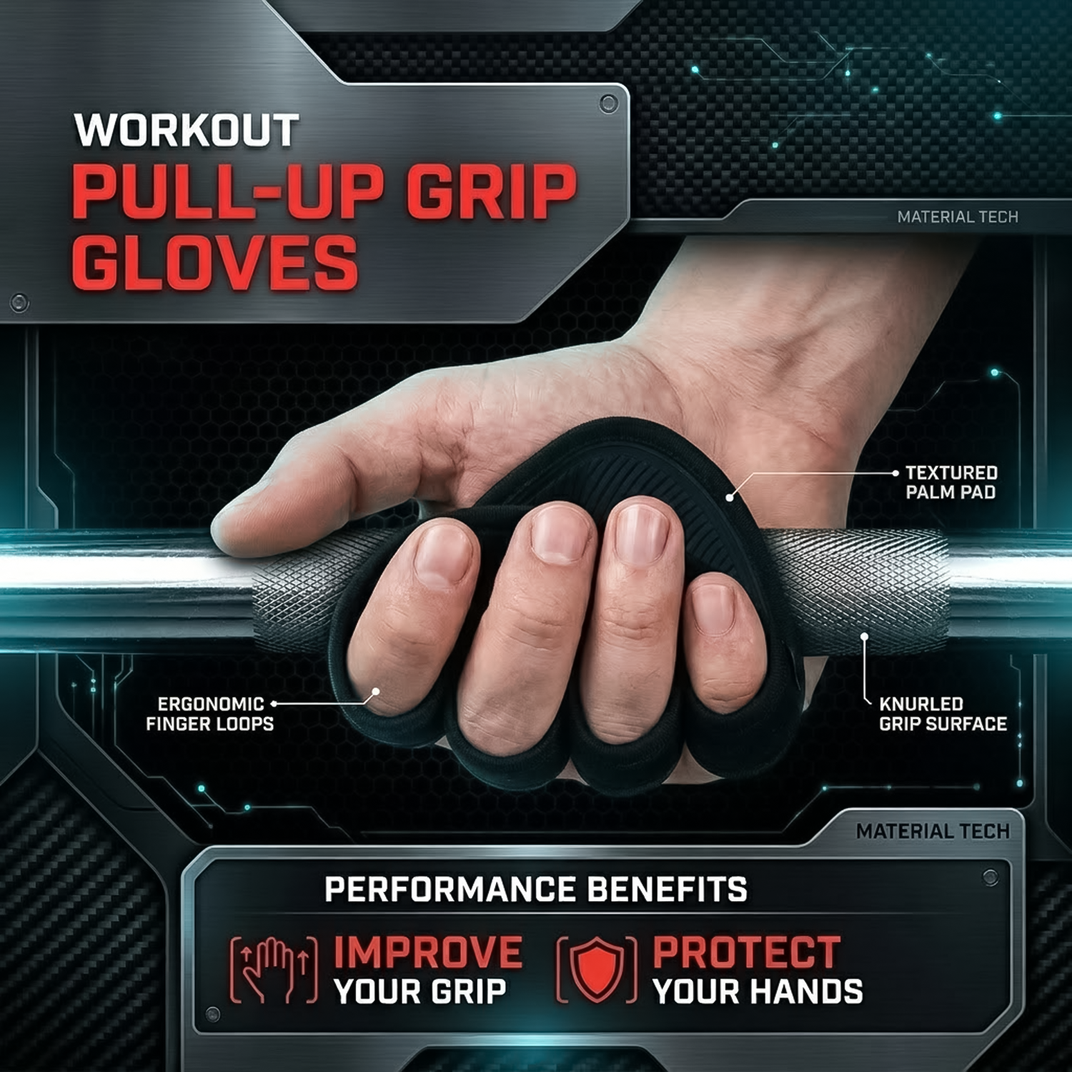 Weightlifting Hand Grips - Gym Grips Pads Hand Training Bar Straps Wrap Gloves