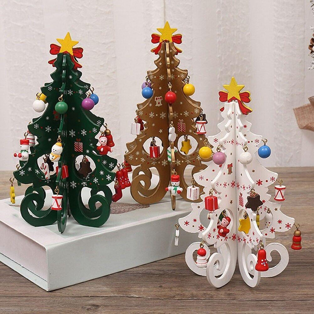 Be Best Tree Home Wooden Christmas Tree with Ornaments - Christmas Festive ...