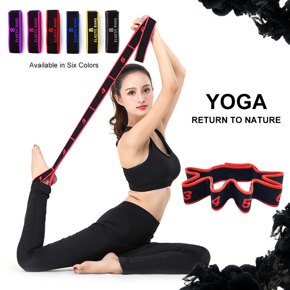 Yoga Strap Exercise Strap Stretchy Elastic Yoga Belt with 8 Buckles for  Fitness Dance Workout