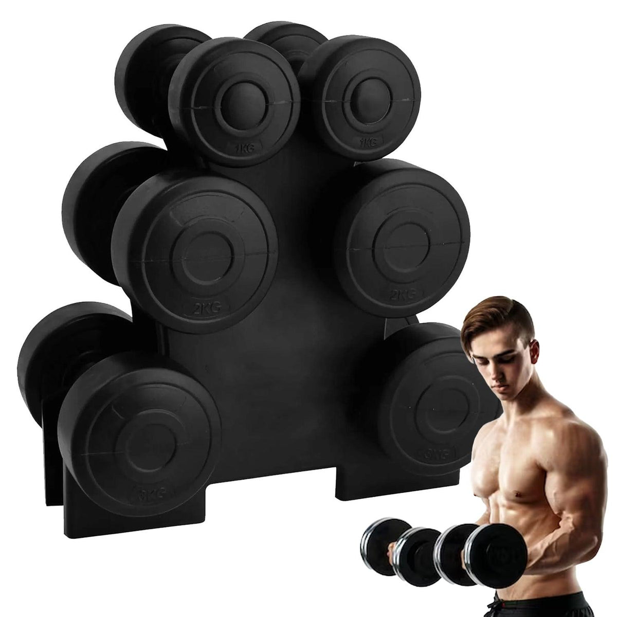 Dumbbell Set with Rack - 12kg Weights Set With Stand Rack | Premium ...