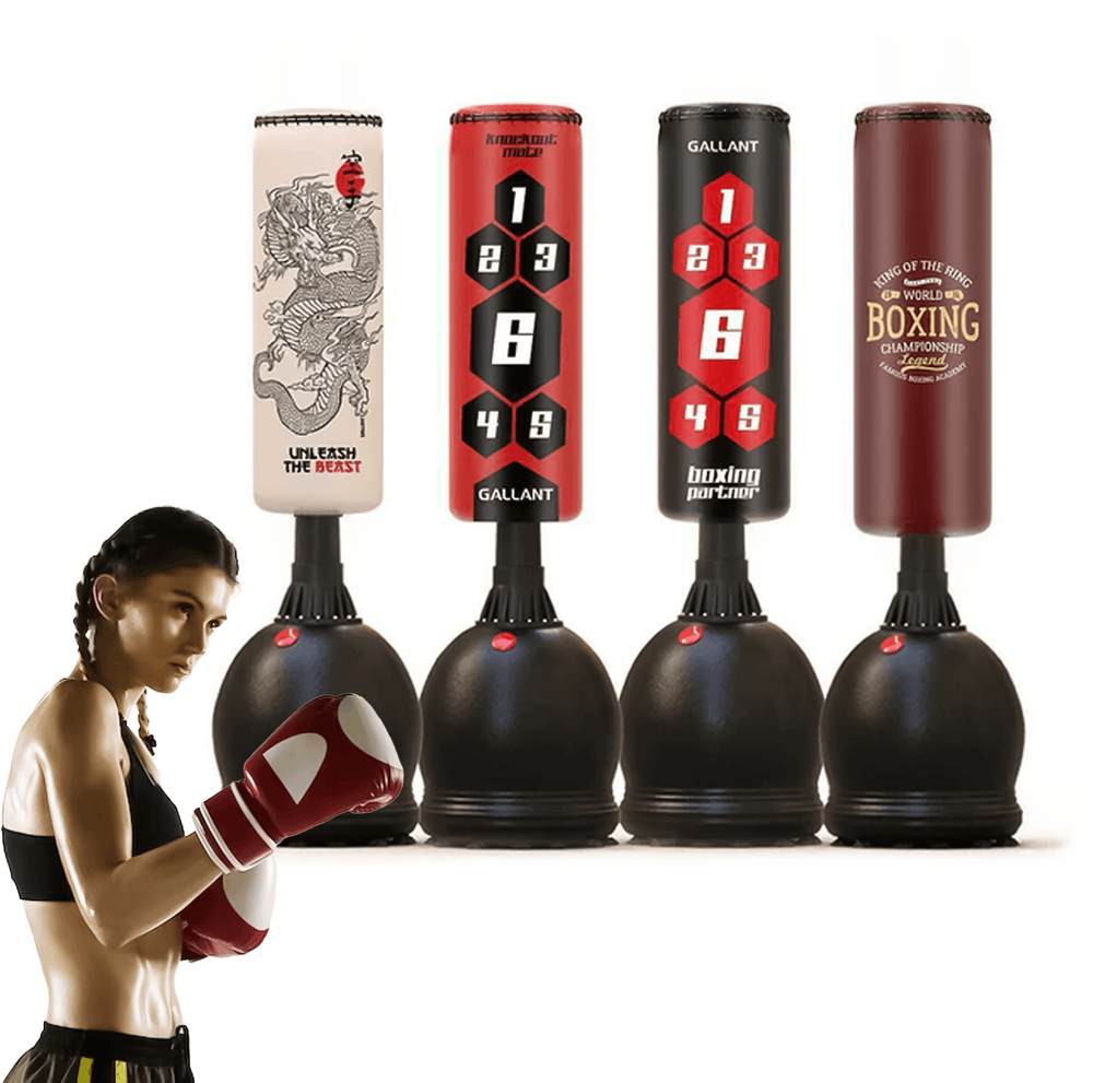 Heavy Freestanding Punching Bag – Adult MMA Boxing Fitness Training, PVC, Dumb-bell Style, Black
