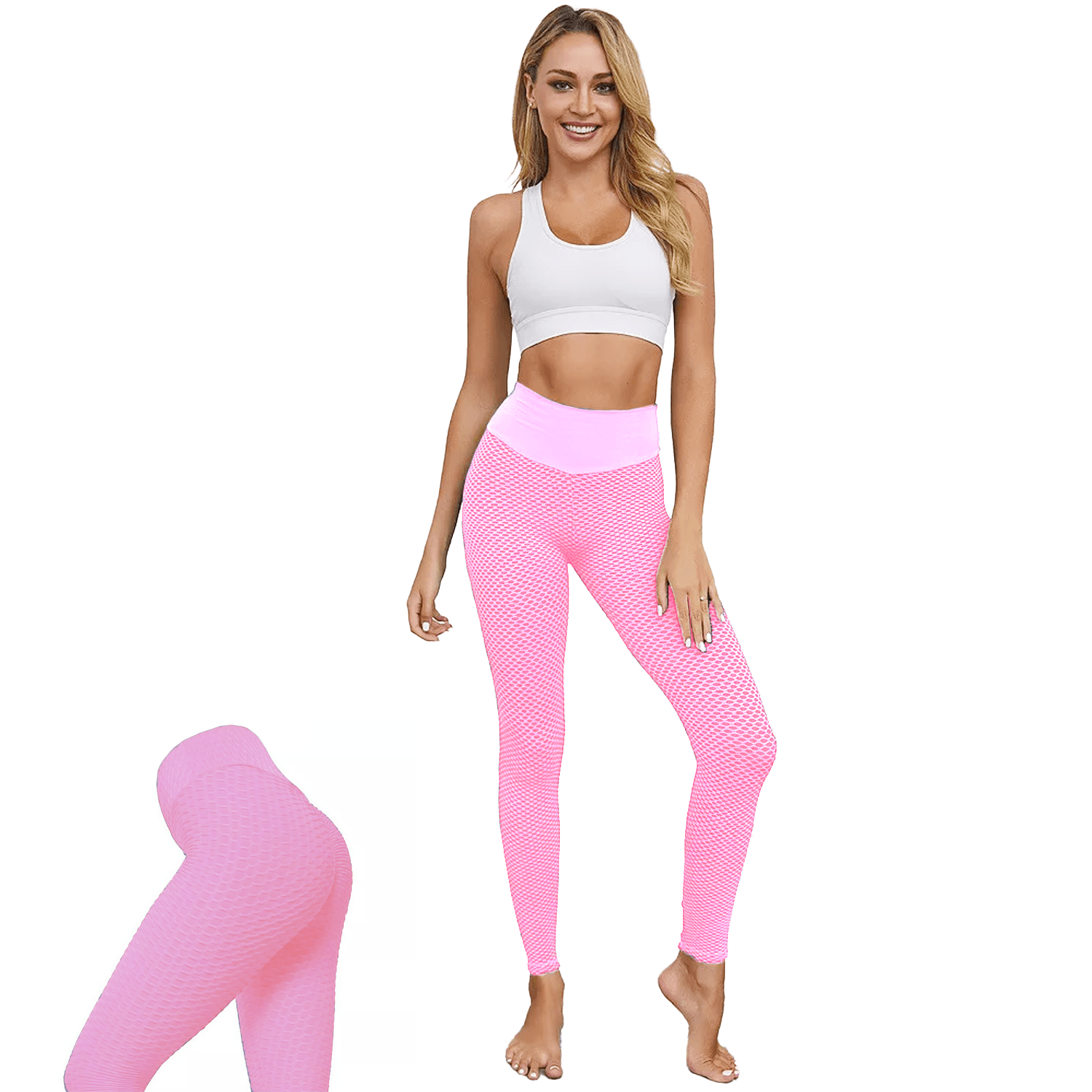 Pink yoga leggings sales