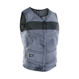 Front view of grey tie-dye wakeboard impact protection vest with front zip