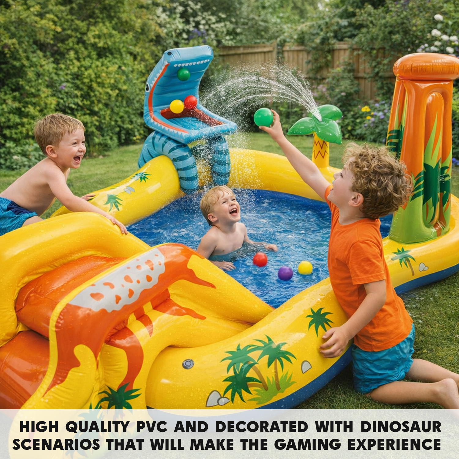kids having fun on paddling pool 
