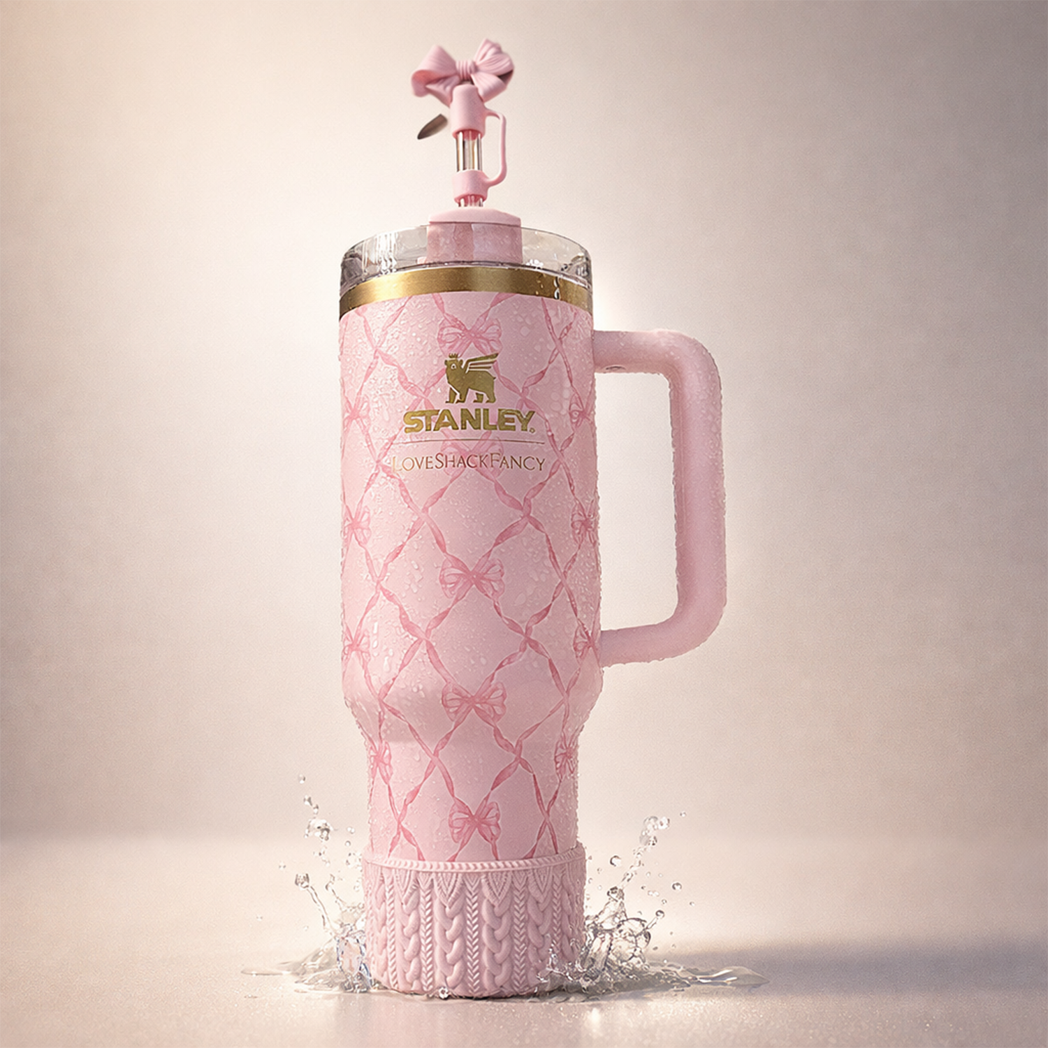 Insulated Straw Tumbler - 40 OZ Stanley Quencher H2.0 Tumbler with Straw Travel Mug for Cold or Hot Drinks Love Shack Fancy