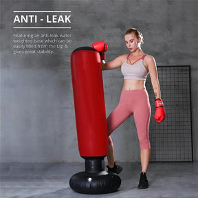Free Standing Punch Bag With Stand - 160cm Free Standing Inflatable Boxing Punch Bag Kick MMA Training Kids Adults UK