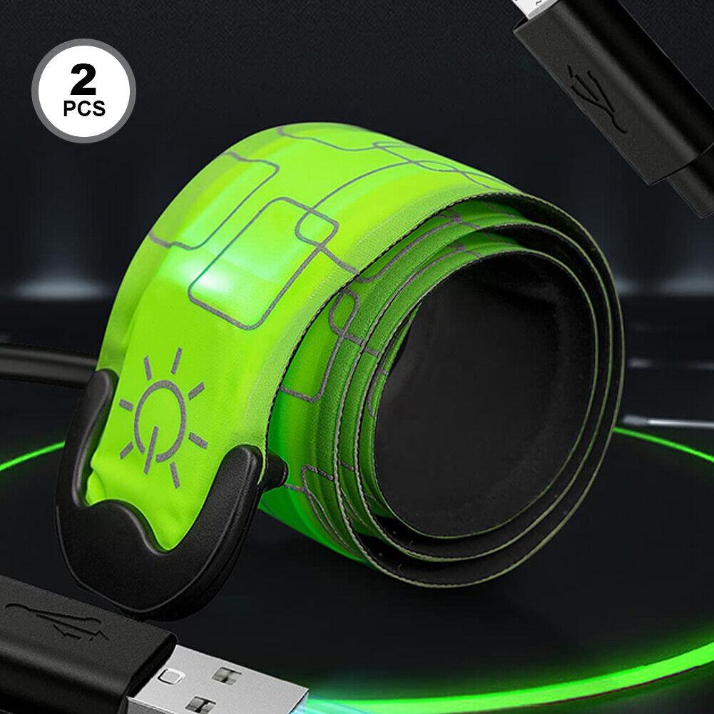 LED Running Wristband LED Safety Wristband For Runners & Cyclists - Adjustable Reflective Arm Light For Night Visibility Cycling Safety Light